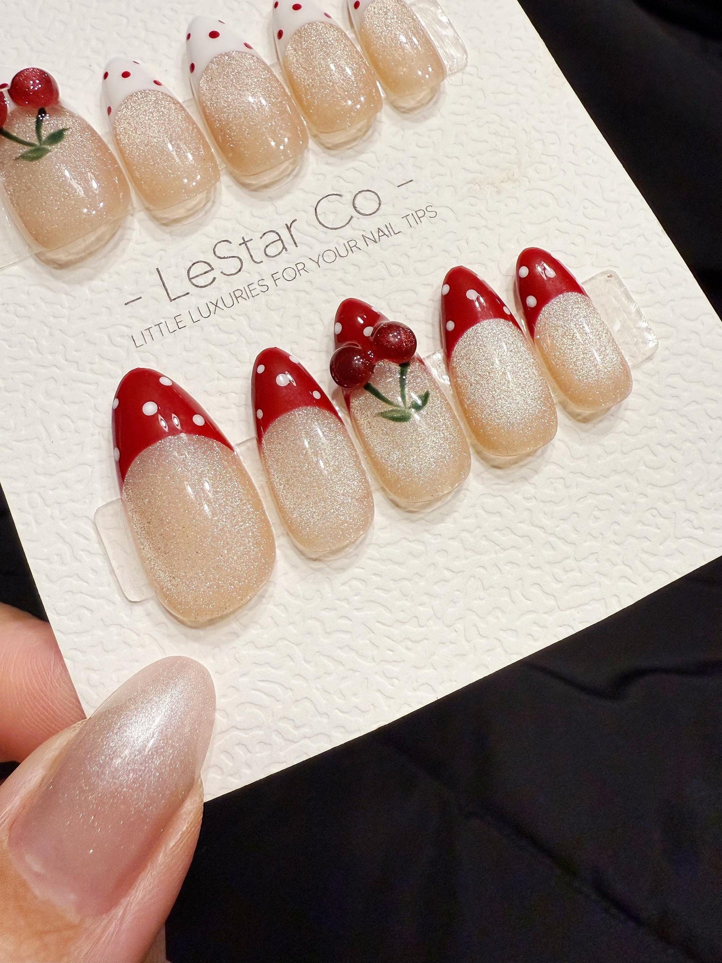 Reusable Fresh Cherry | Handmade Press On Gel Acrylic Nails | 4for3 Timed Offer