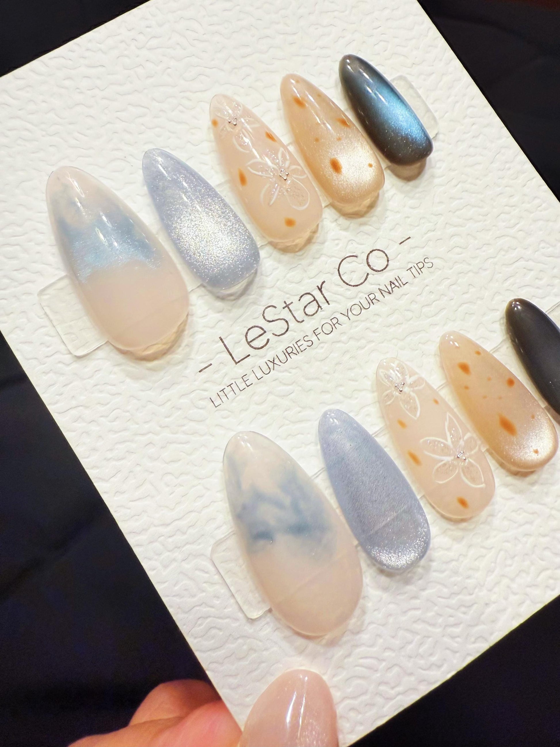 Reusable Blue Moon Latte | Handmade Press On Gel Acrylic Nails | 4for3 Timed Offer