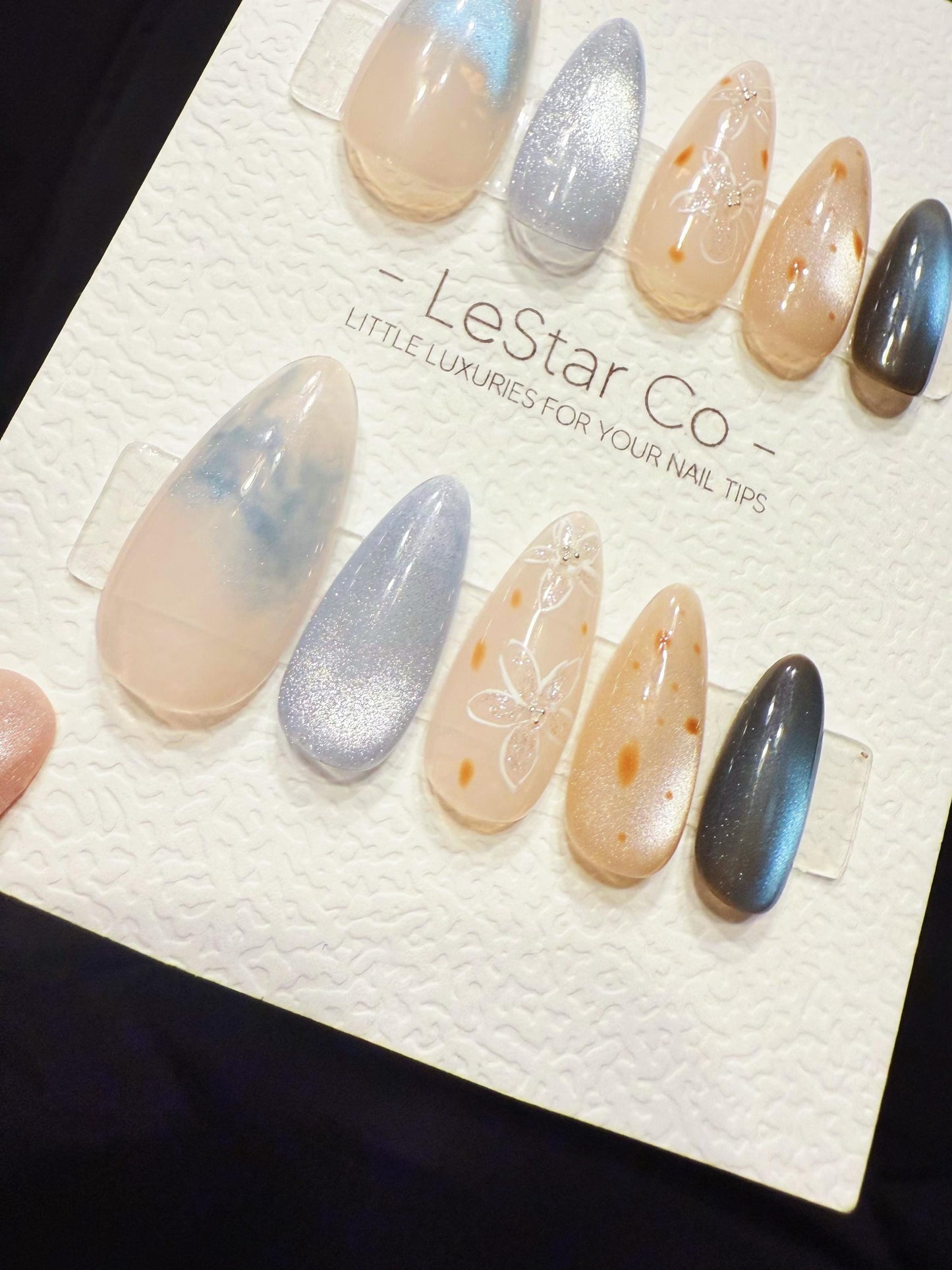 Reusable Blue Moon Latte | Handmade Press On Gel Acrylic Nails | 4for3 Timed Offer