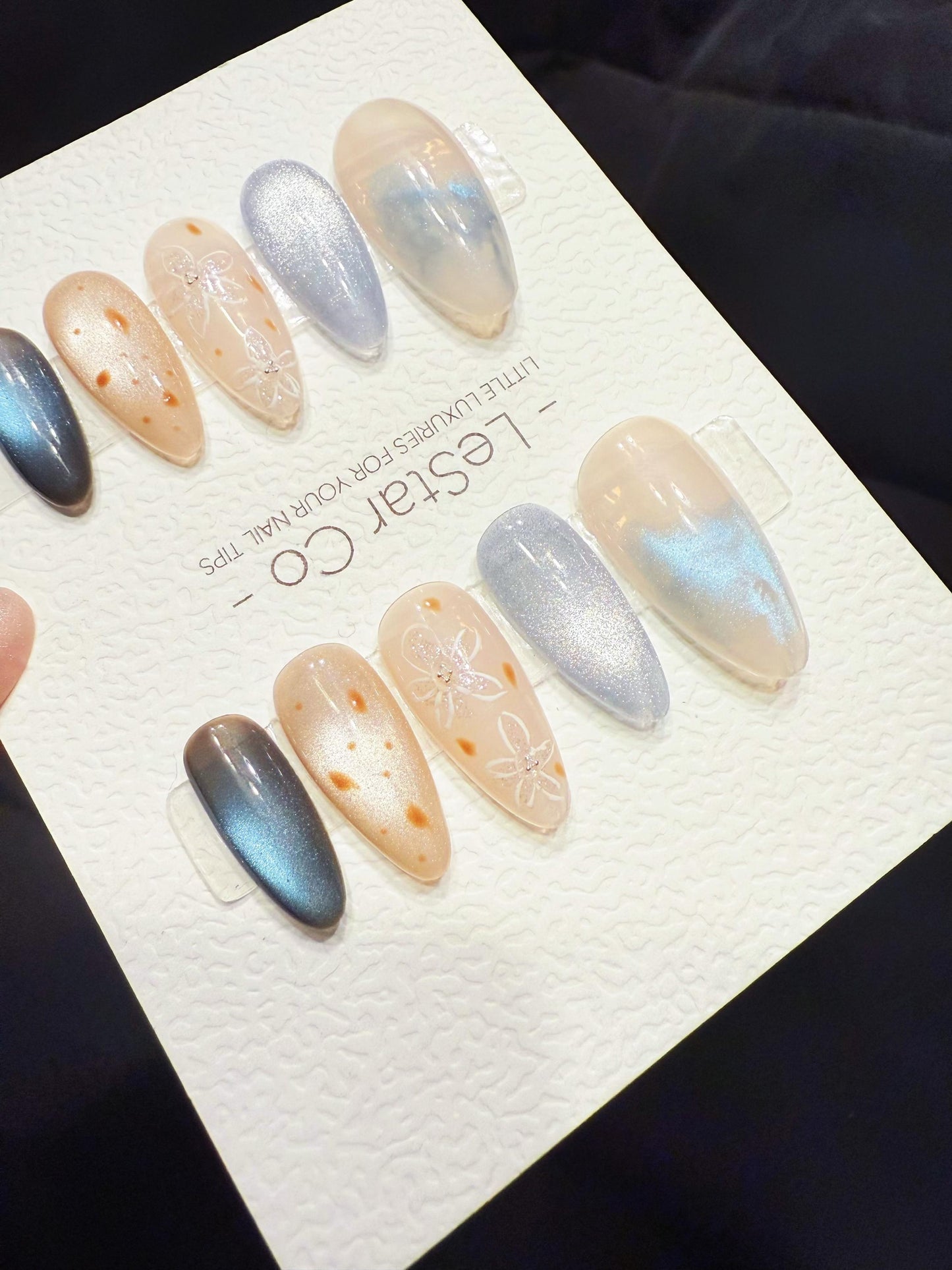 Reusable Blue Moon Latte | Handmade Press On Gel Acrylic Nails | 4for3 Timed Offer