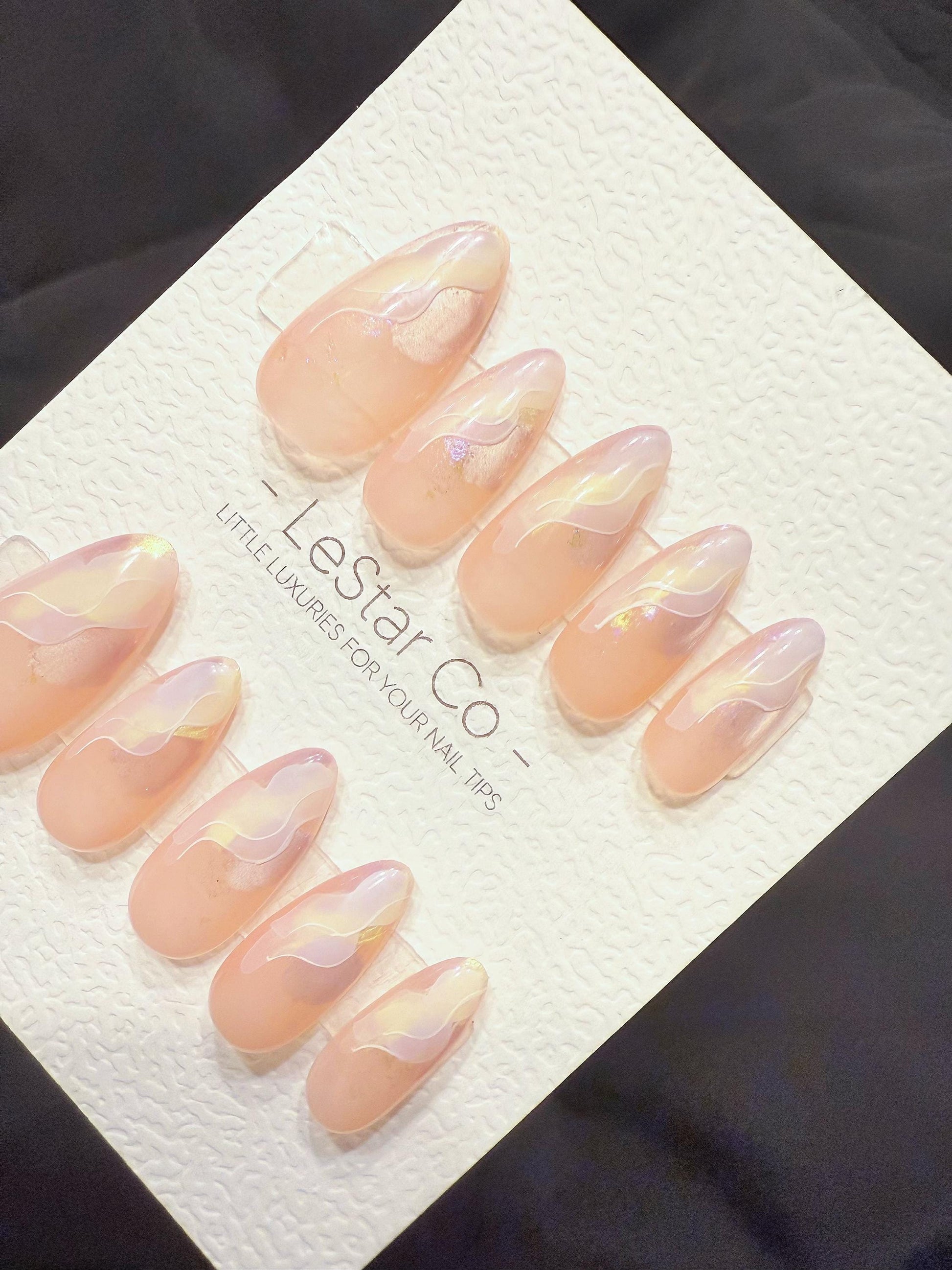 Reusable Rosewater Opal Drift | Handmade Press On Gel Acrylic Nails | 4for3 Timed Offer