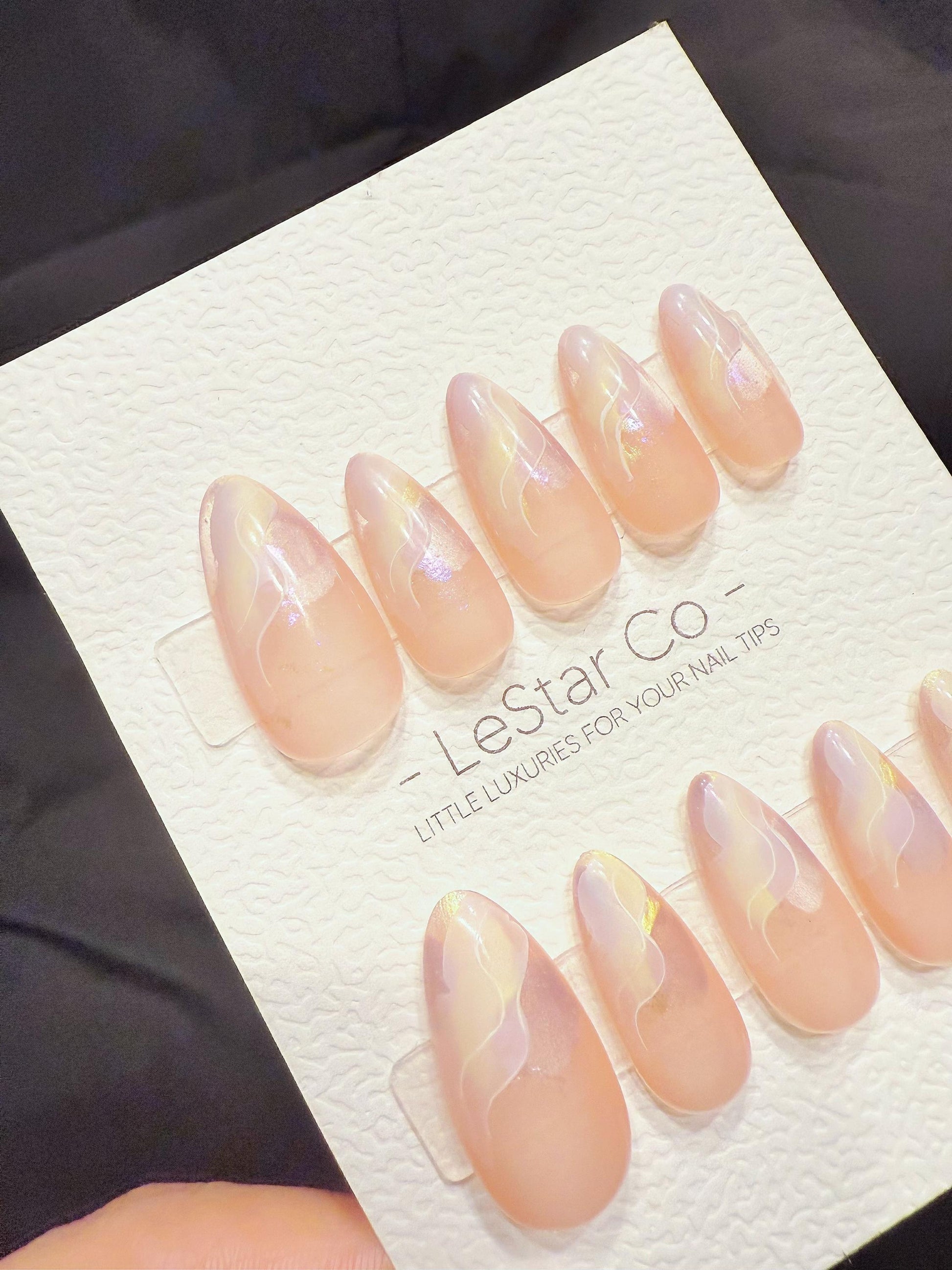 Reusable Rosewater Opal Drift | Handmade Press On Gel Acrylic Nails | 4for3 Timed Offer