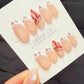 Reusable Burgundy Lace Ribbon | Handmade Press On Gel Acrylic Nails | 4for3 Timed Offer