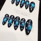 Reusable Blue Dot Blue Cat Eye | Handmade Press On Gel Acrylic Nails | 4for3 Timed Offer