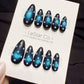 Reusable Blue Dot Blue Cat Eye | Handmade Press On Gel Acrylic Nails | 4for3 Timed Offer