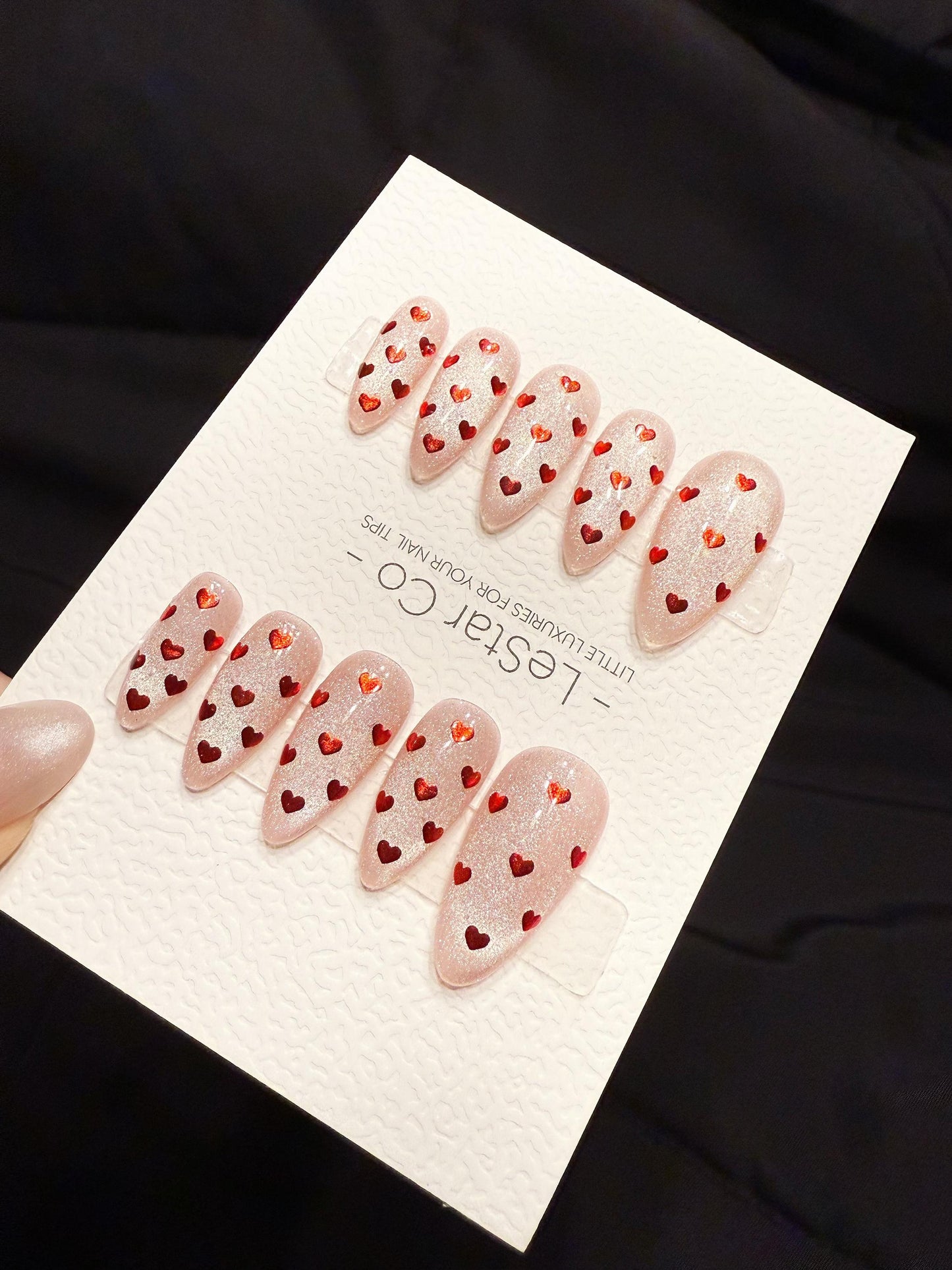 Reusable Candy kiss Hearts Cat Eye | Handmade Press On Gel Nails