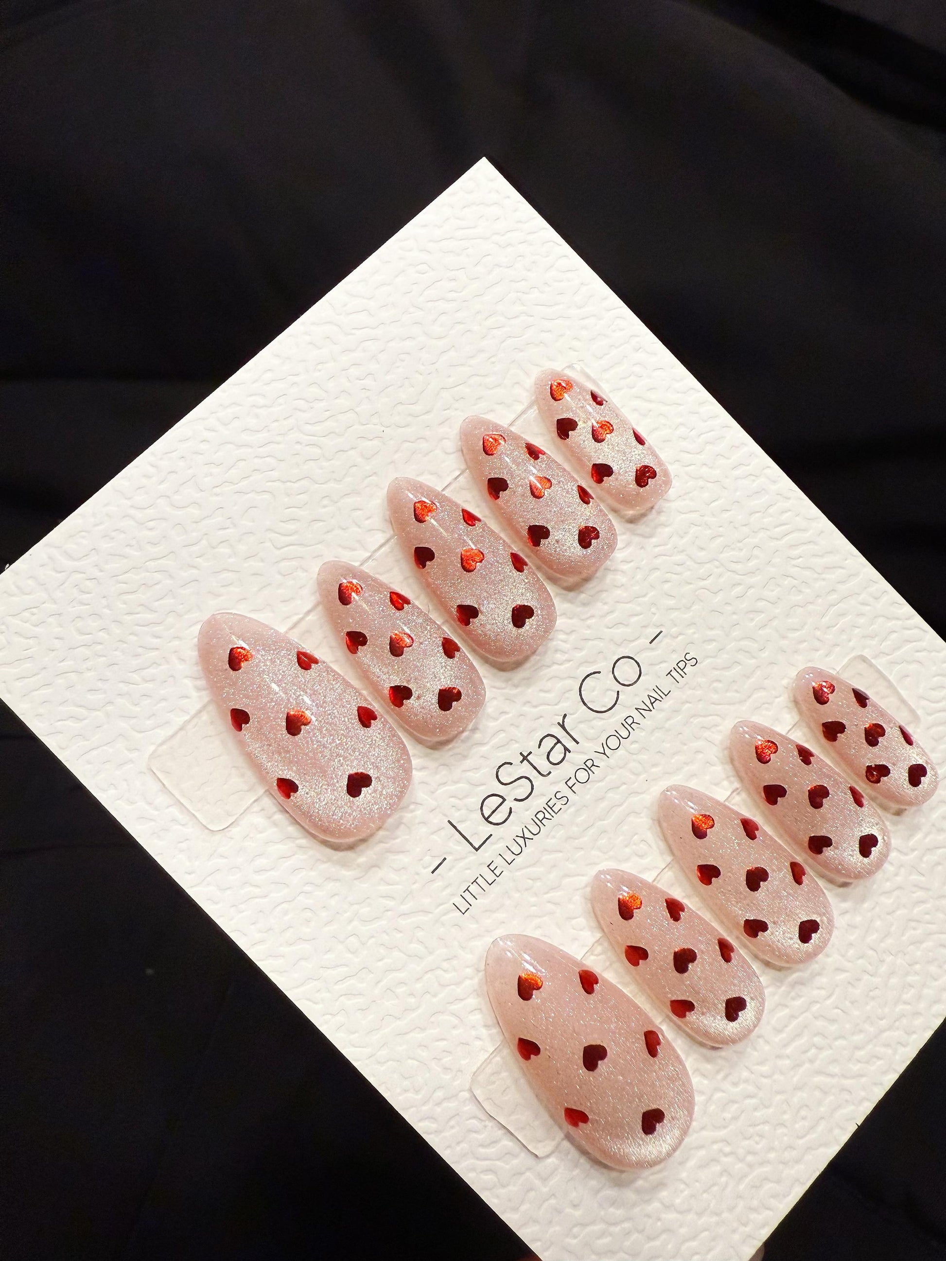 Reusable Candy kiss Hearts Cat Eye | Handmade Press On Gel Nails