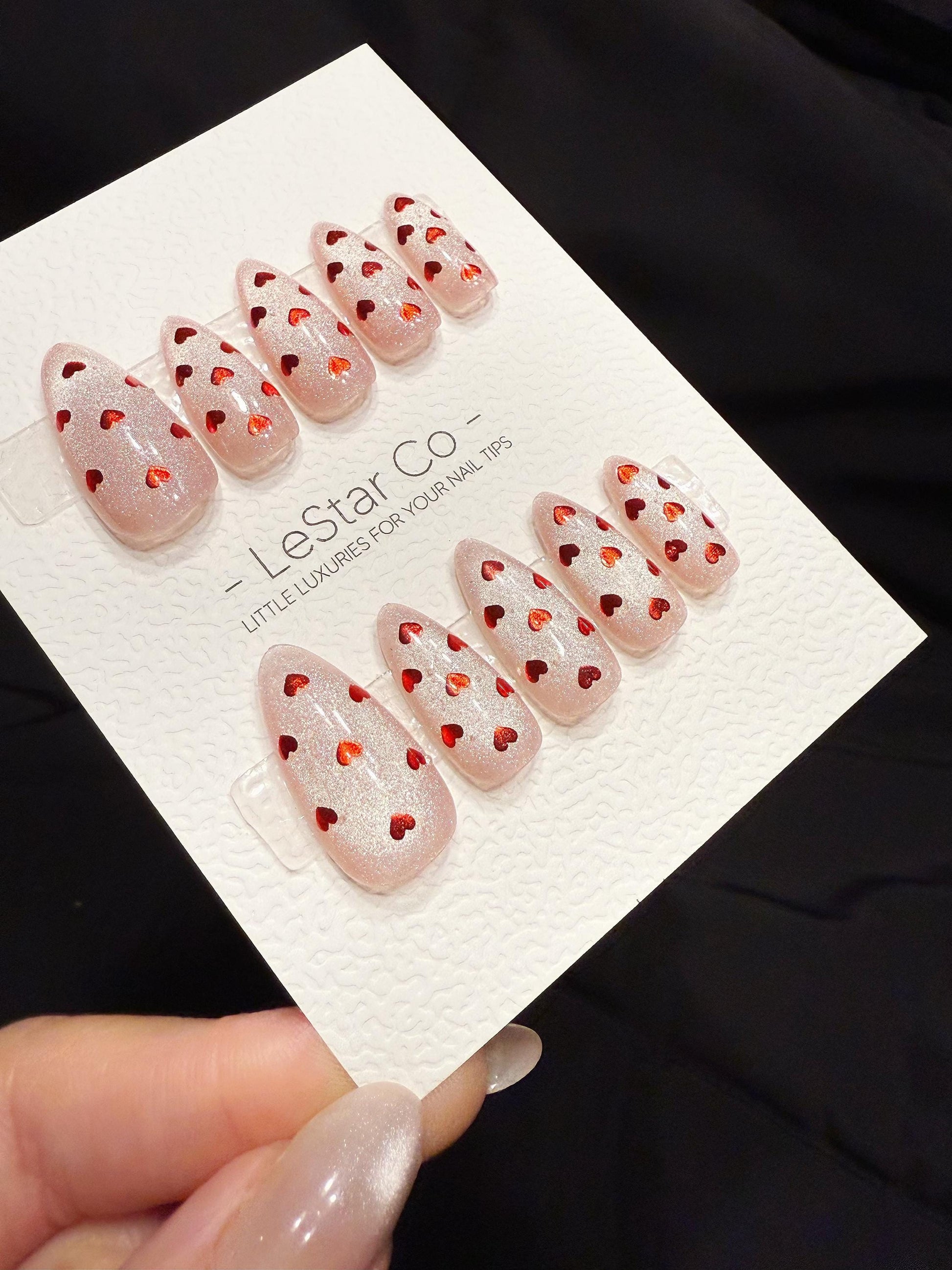 Reusable Candy kiss Hearts Cat Eye | Handmade Press On Gel Nails