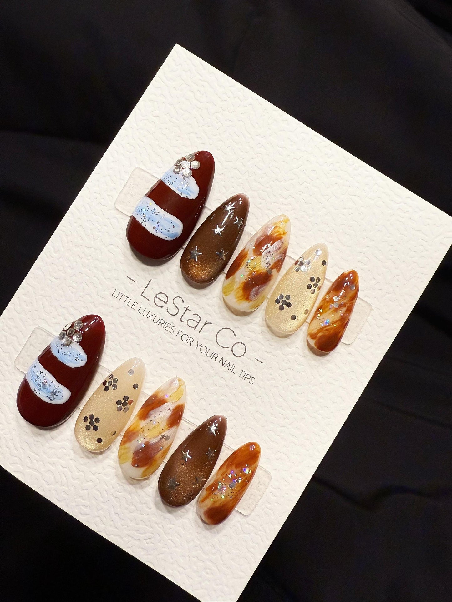 Reusable Cocoa Drift Illusion | Handmade Press On Gel Acrylic Nails | 4for3 Timed Offer
