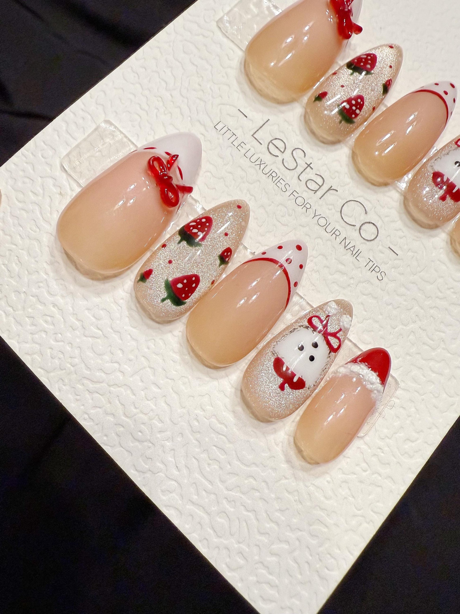 Reusable Strawberry Puppy | Handmade Press On Gel Acrylic Nails | 4for3 Timed Offer