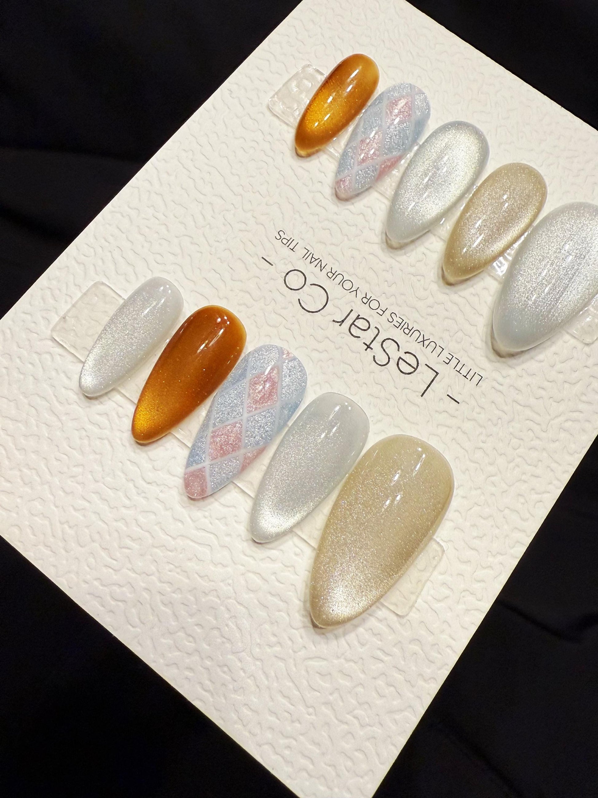 Reusable Champagne Tweed Luxe | Handmade Press On Gel Acrylic Nails | 4for3 Timed Offer