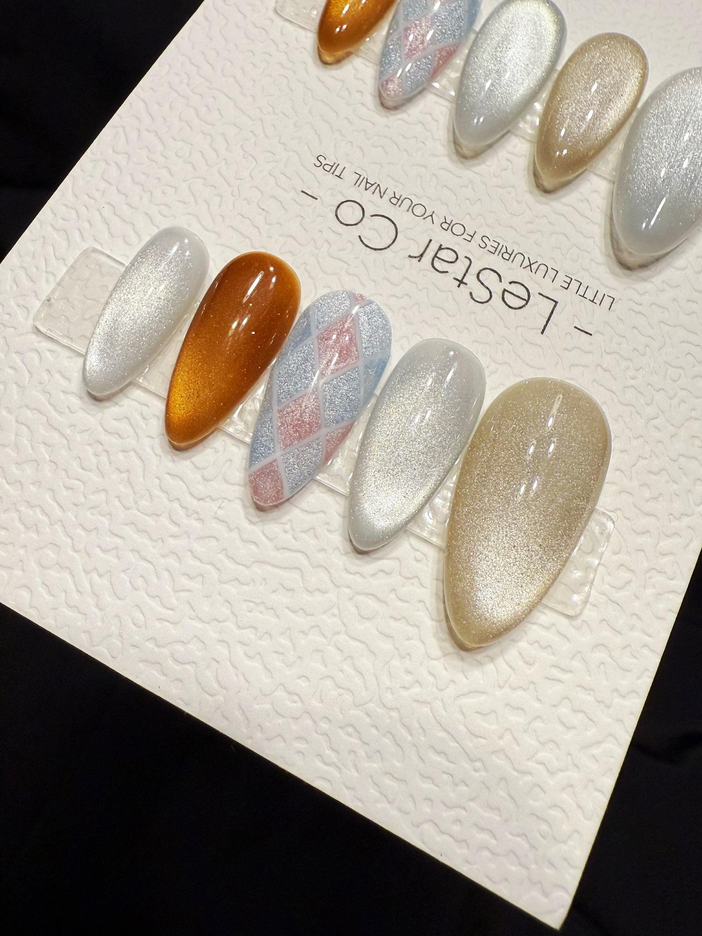Reusable Champagne Tweed Luxe | Handmade Press On Gel Acrylic Nails | 4for3 Timed Offer