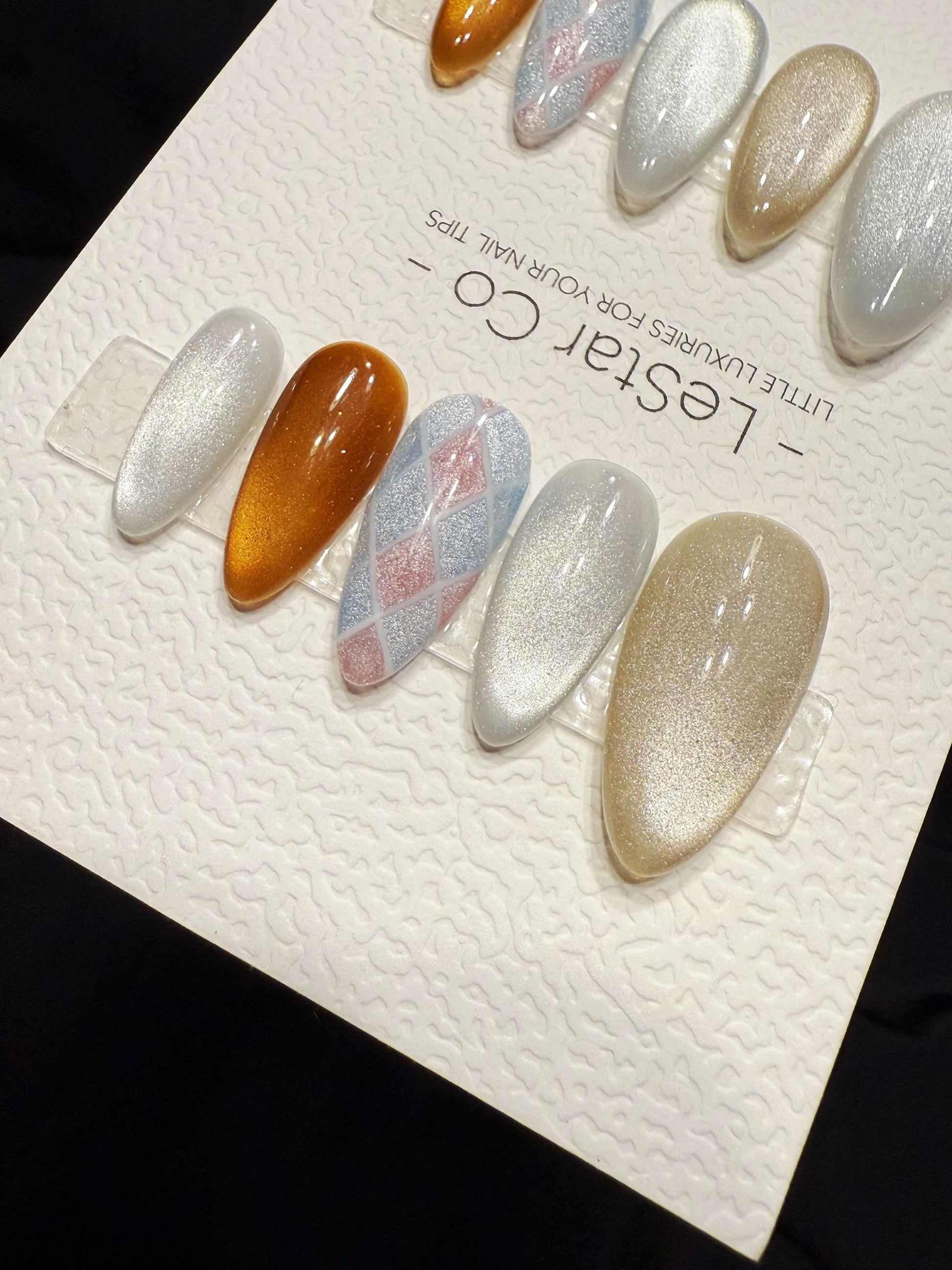 Reusable Champagne Tweed Luxe | Handmade Press On Gel Acrylic Nails | 4for3 Timed Offer