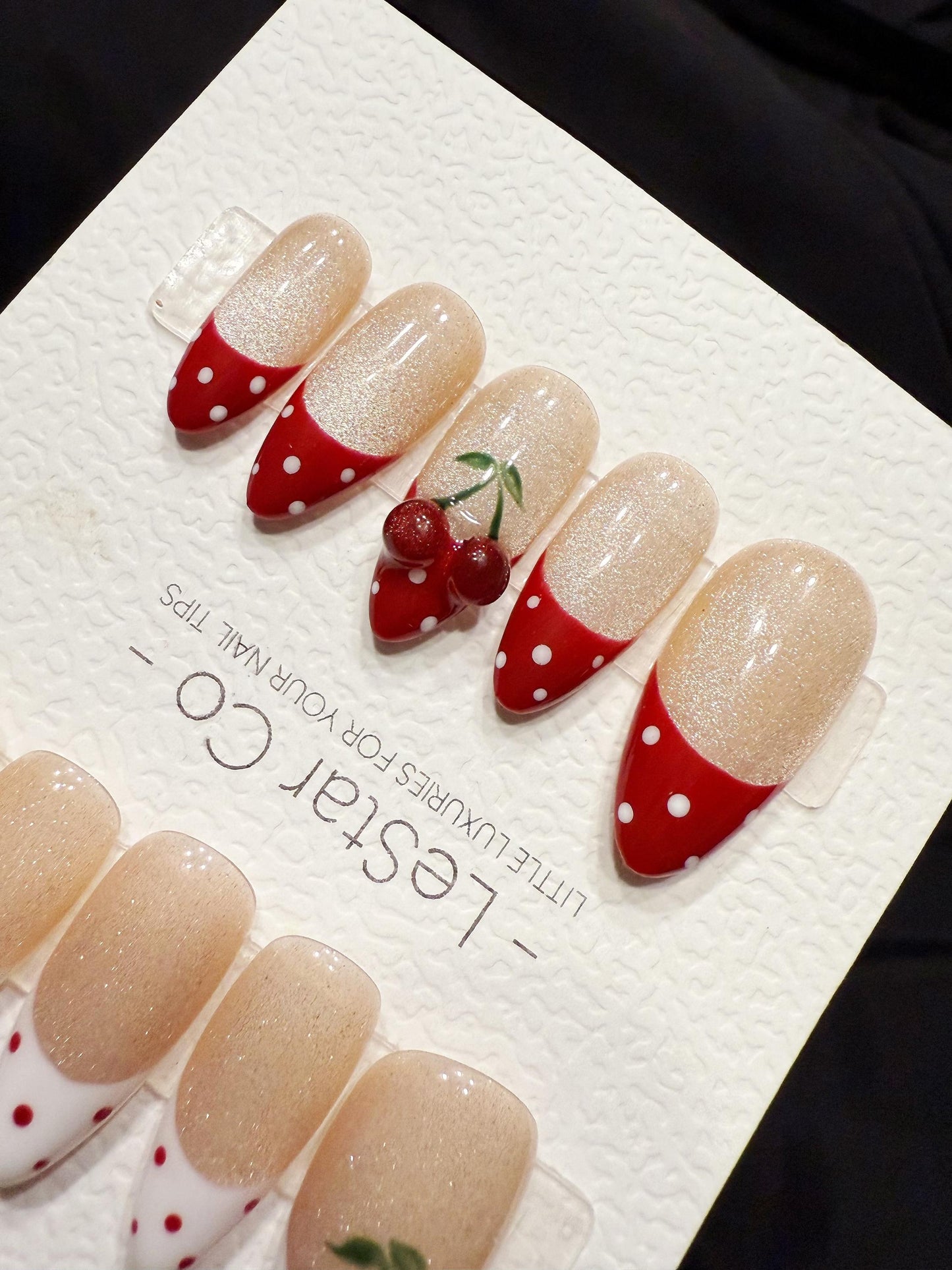 Reusable Fresh Cherry | Handmade Press On Gel Acrylic Nails | 4for3 Timed Offer