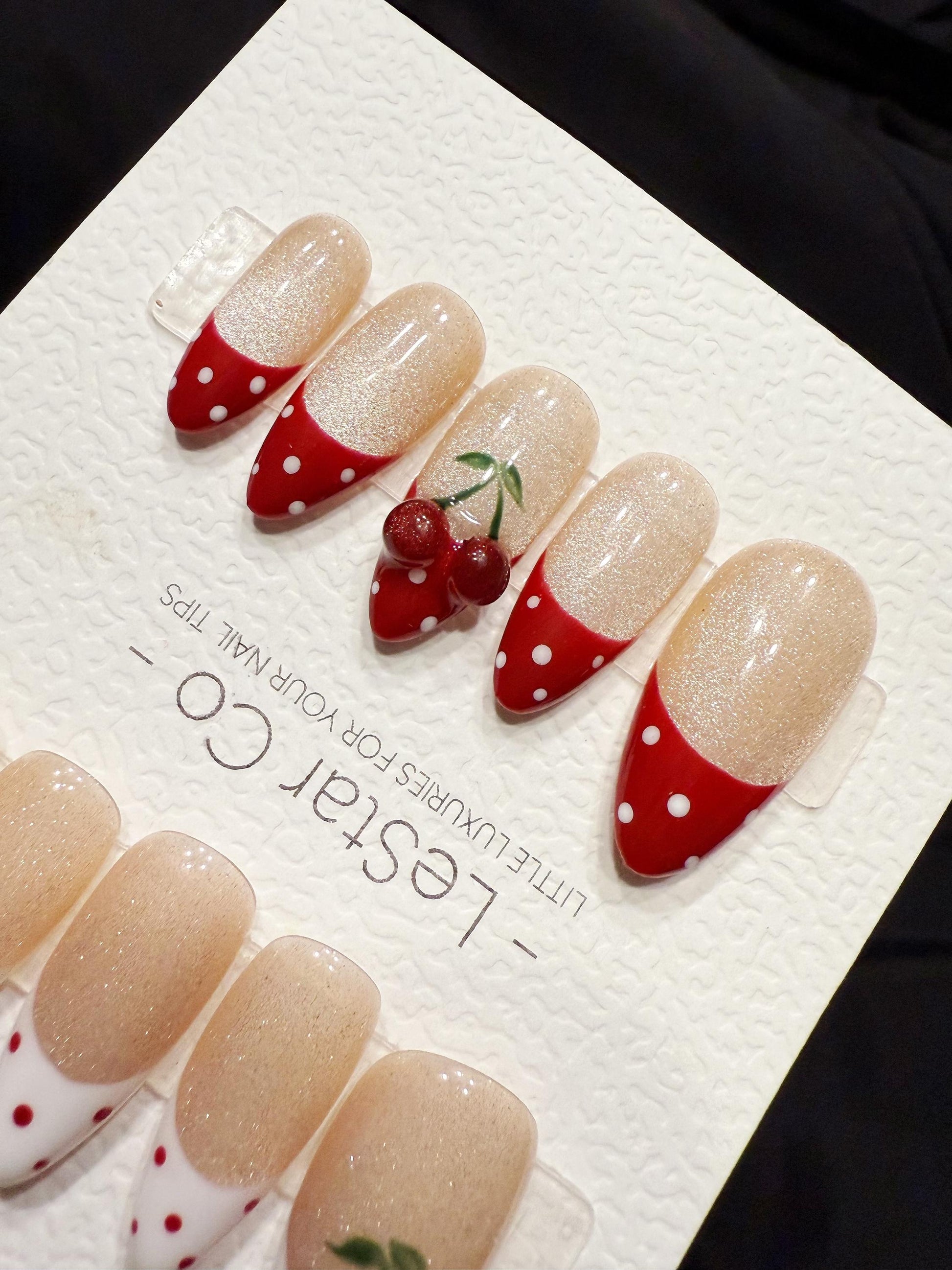 Reusable Fresh Cherry | Handmade Press On Gel Acrylic Nails | 4for3 Timed Offer