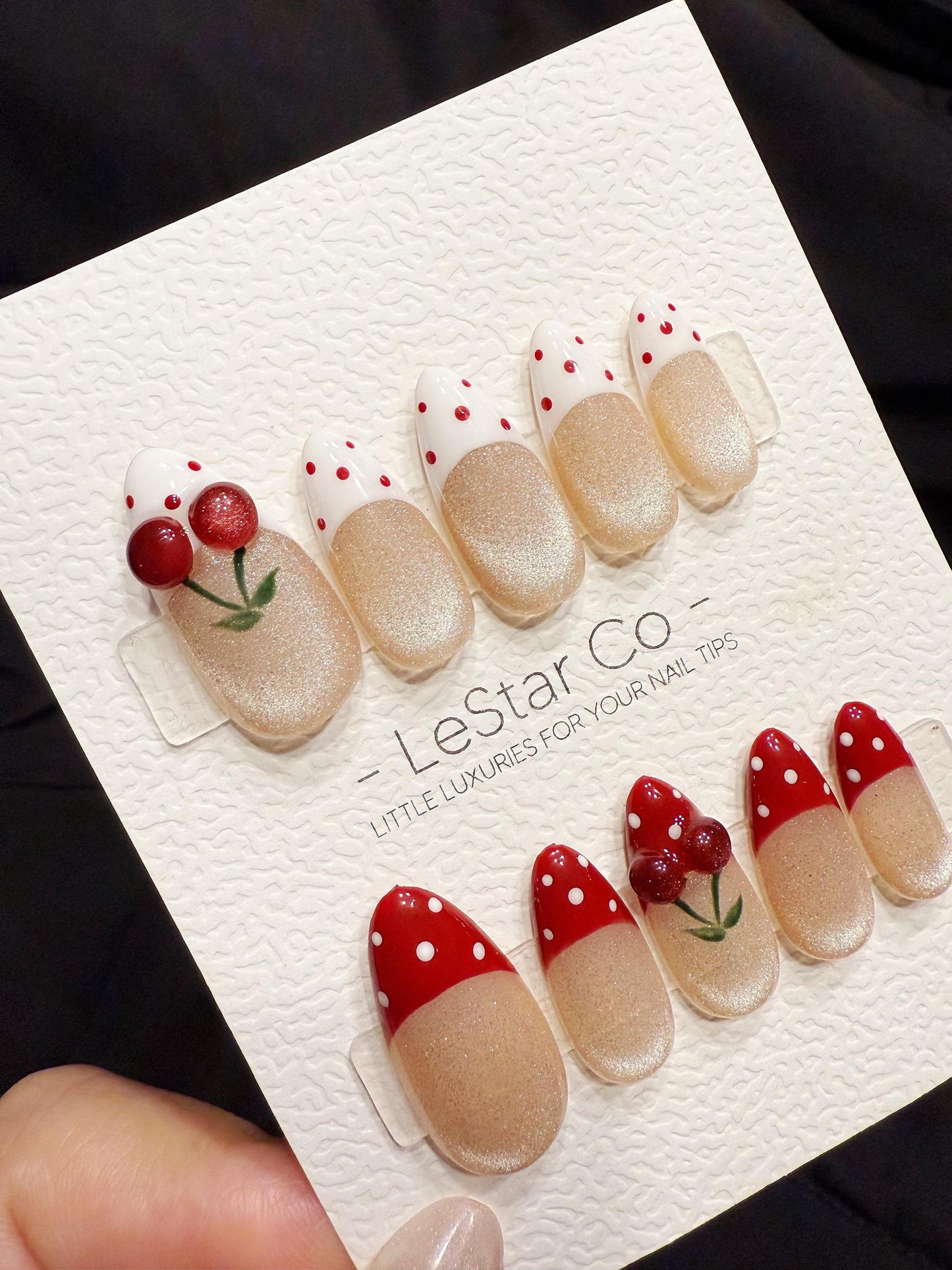 Reusable Fresh Cherry | Handmade Press On Gel Acrylic Nails | 4for3 Timed Offer
