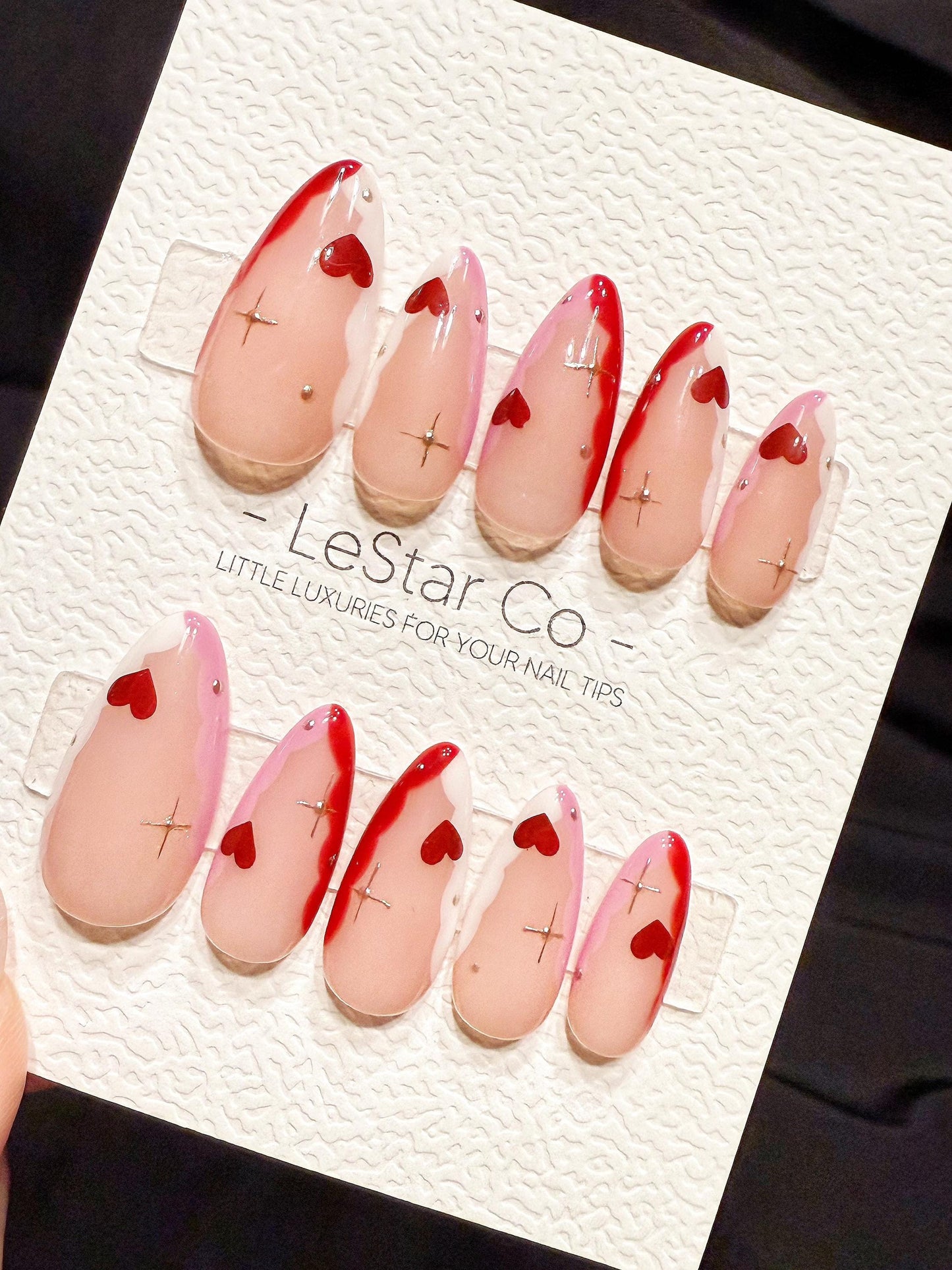 Reusable Sweetheart Stardust | Handmade Press On Gel Acrylic Nails | 4for3 Timed Offer