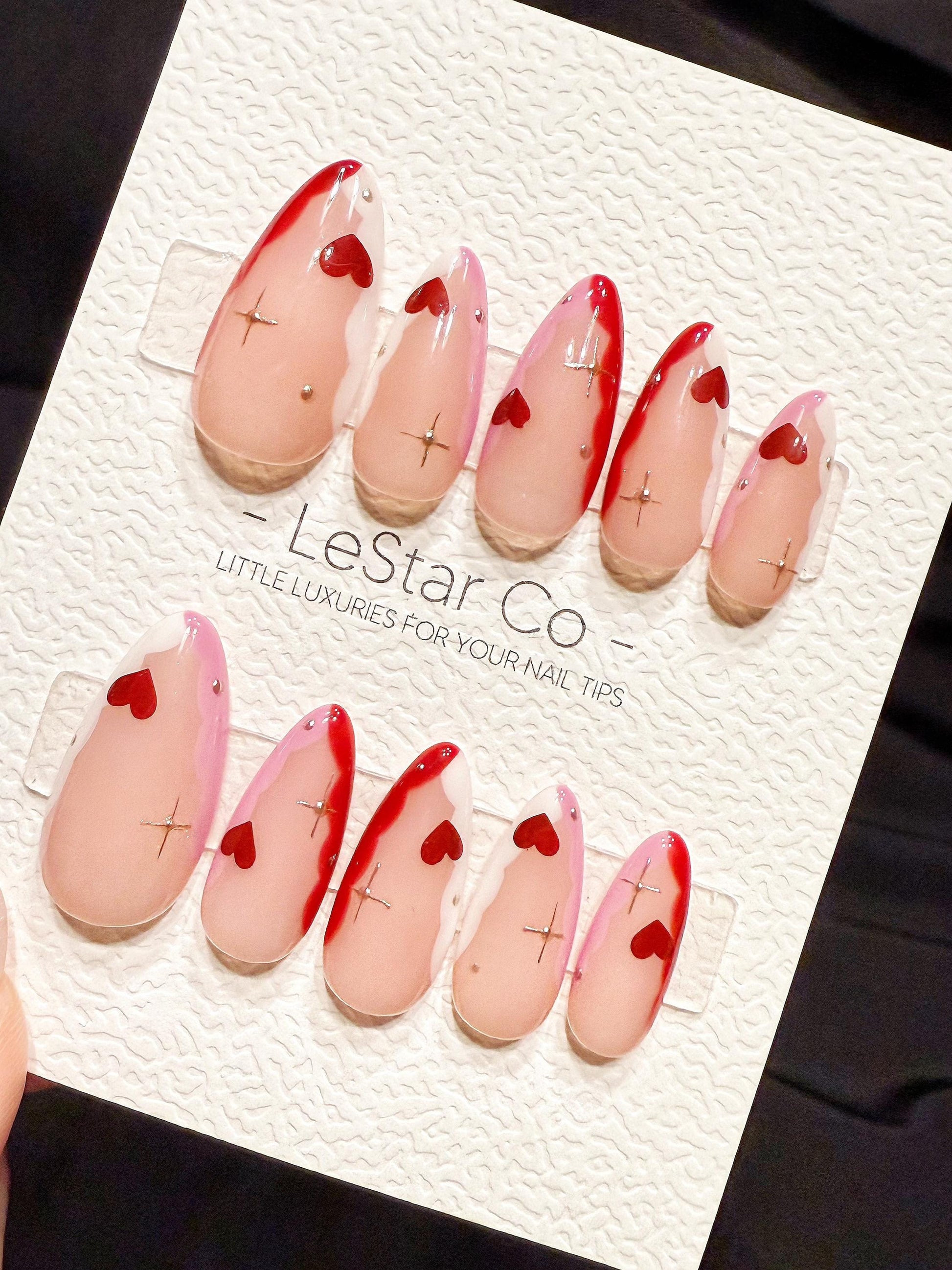 Reusable Sweetheart Stardust | Handmade Press On Gel Acrylic Nails | 4for3 Timed Offer