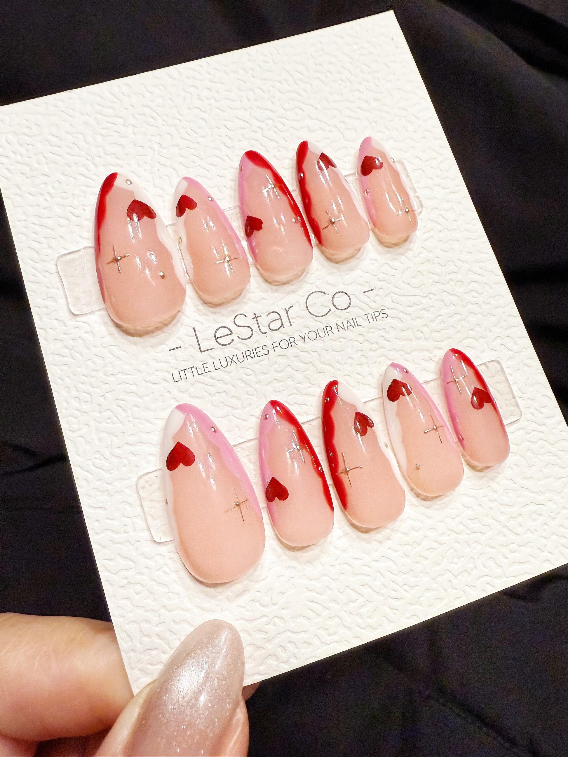 Reusable Sweetheart Stardust | Handmade Press On Gel Acrylic Nails | 4for3 Timed Offer