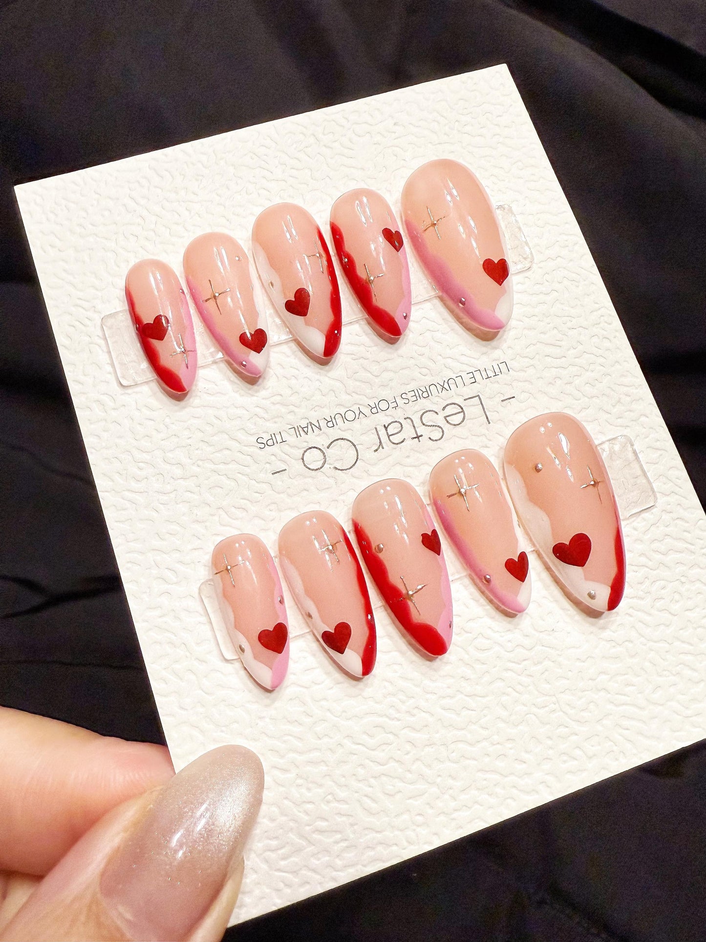 Reusable Sweetheart Stardust | Handmade Press On Gel Acrylic Nails | 4for3 Timed Offer