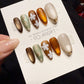 Reusable Mocha Garden Cat Eye | Handmade Press On Gel Nails | 4for3 Timed Offer