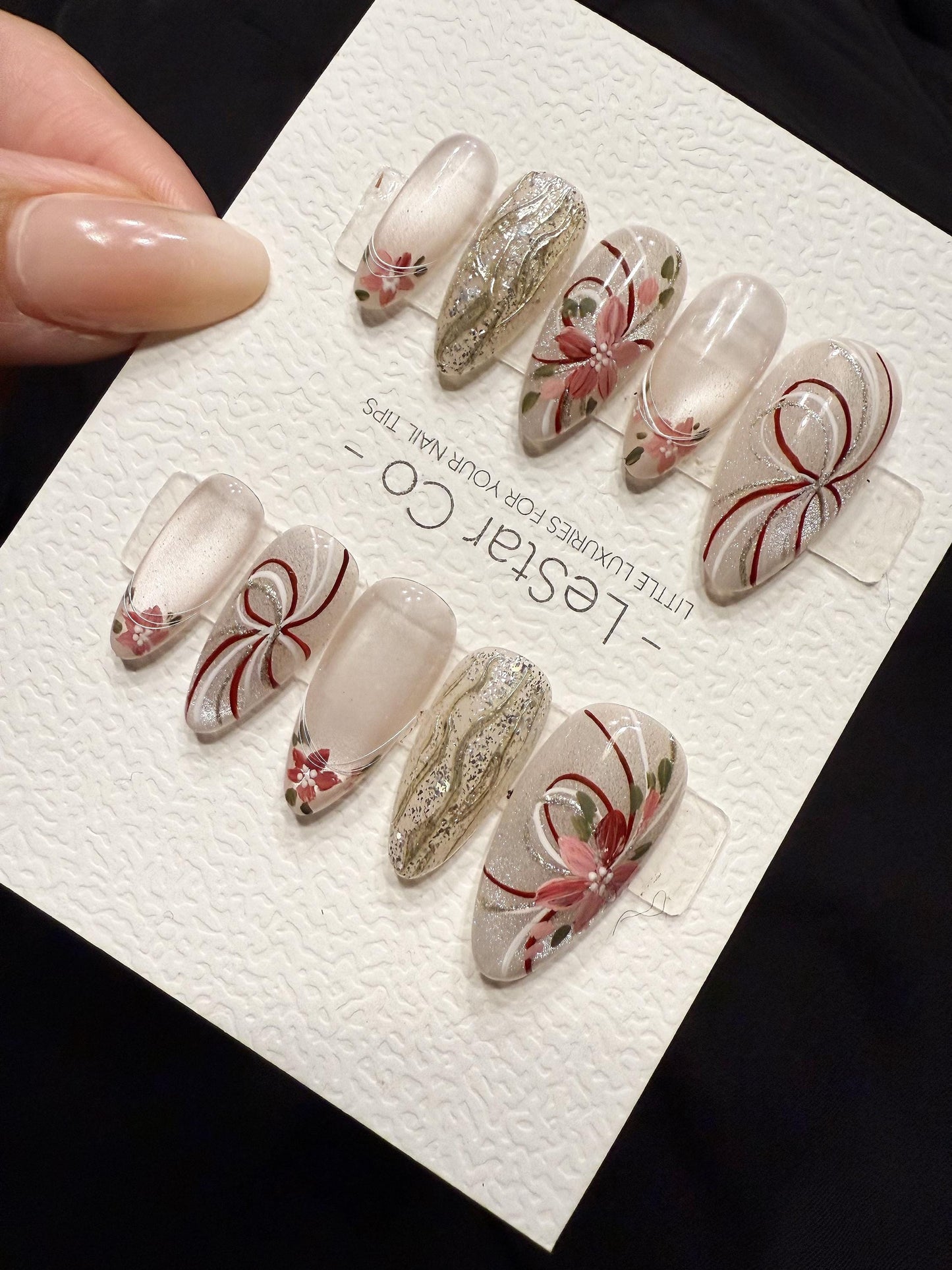 Reusable Petal Ribbon | Handmade Press On Gel Acrylic Nails | 4for3 Timed Offer