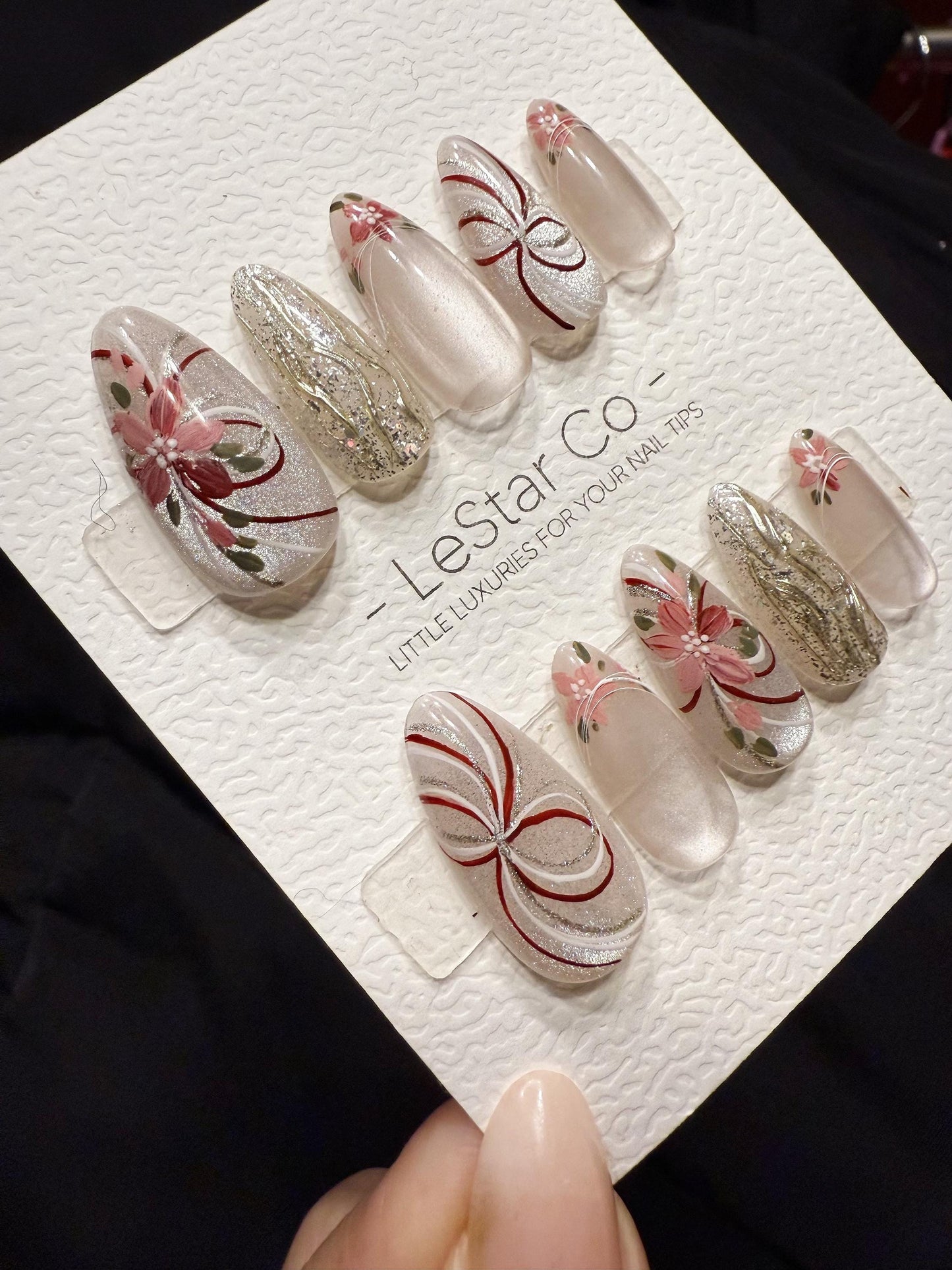 Reusable Petal Ribbon | Handmade Press On Gel Acrylic Nails | 4for3 Timed Offer