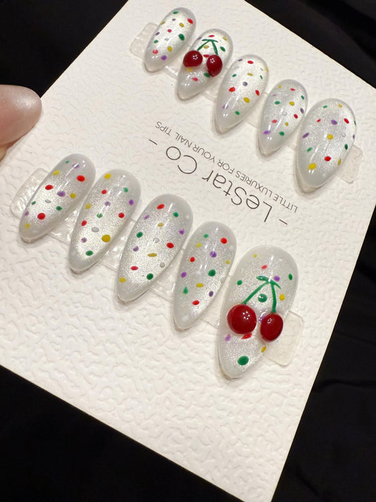 Reusable Big Cherry | Handmade Press On Gel Acrylic Nails | 4for3 Timed Offer