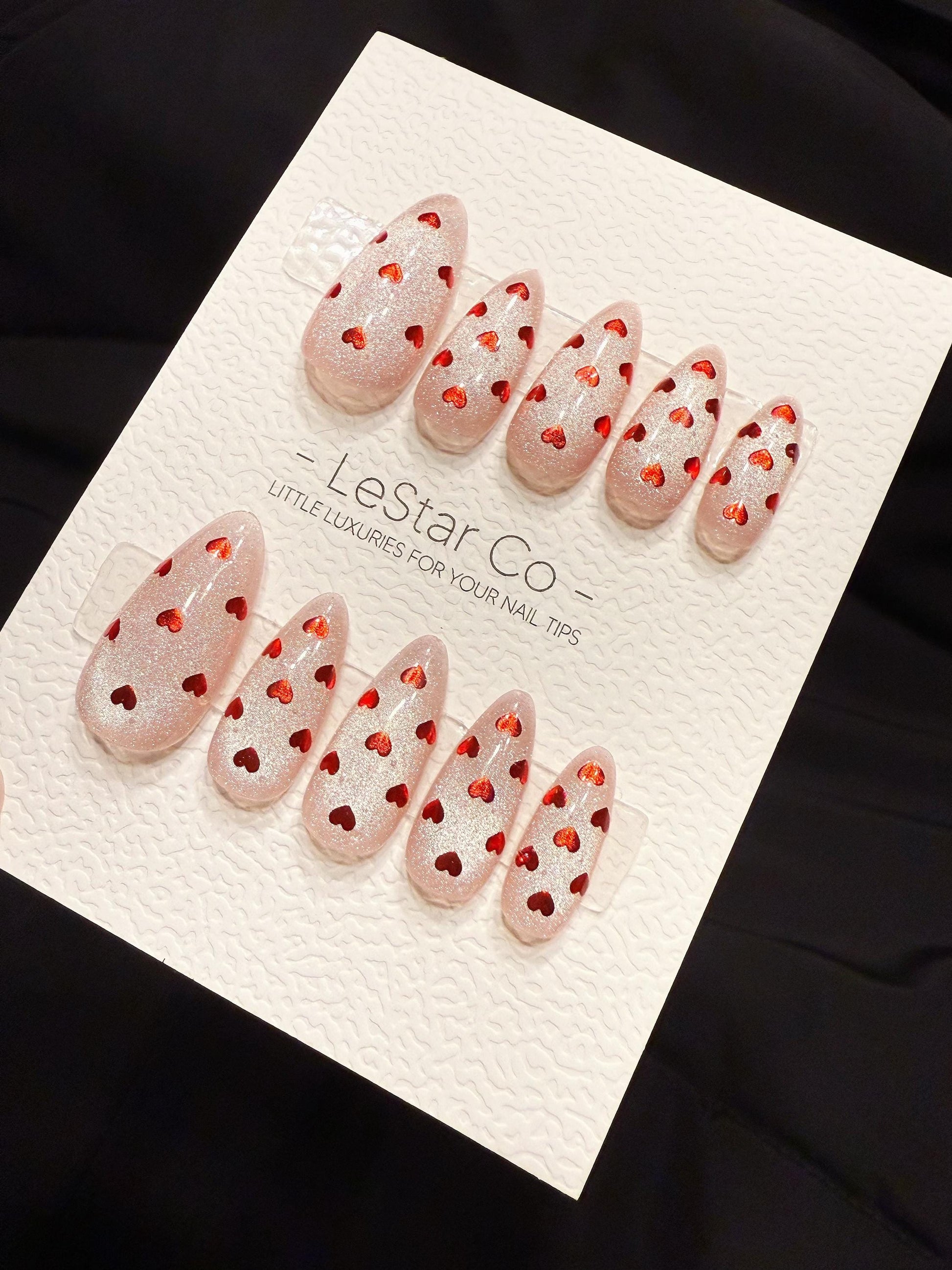 Reusable Candy kiss Hearts Cat Eye | Handmade Press On Gel Nails