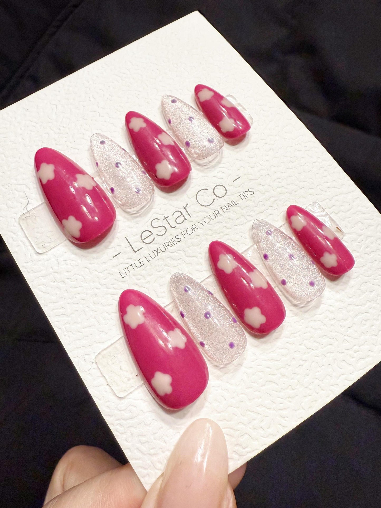 Reusable Pink Candy Bloom | Handmade Press On Gel Acrylic Nails | 4for3 Timed Offer