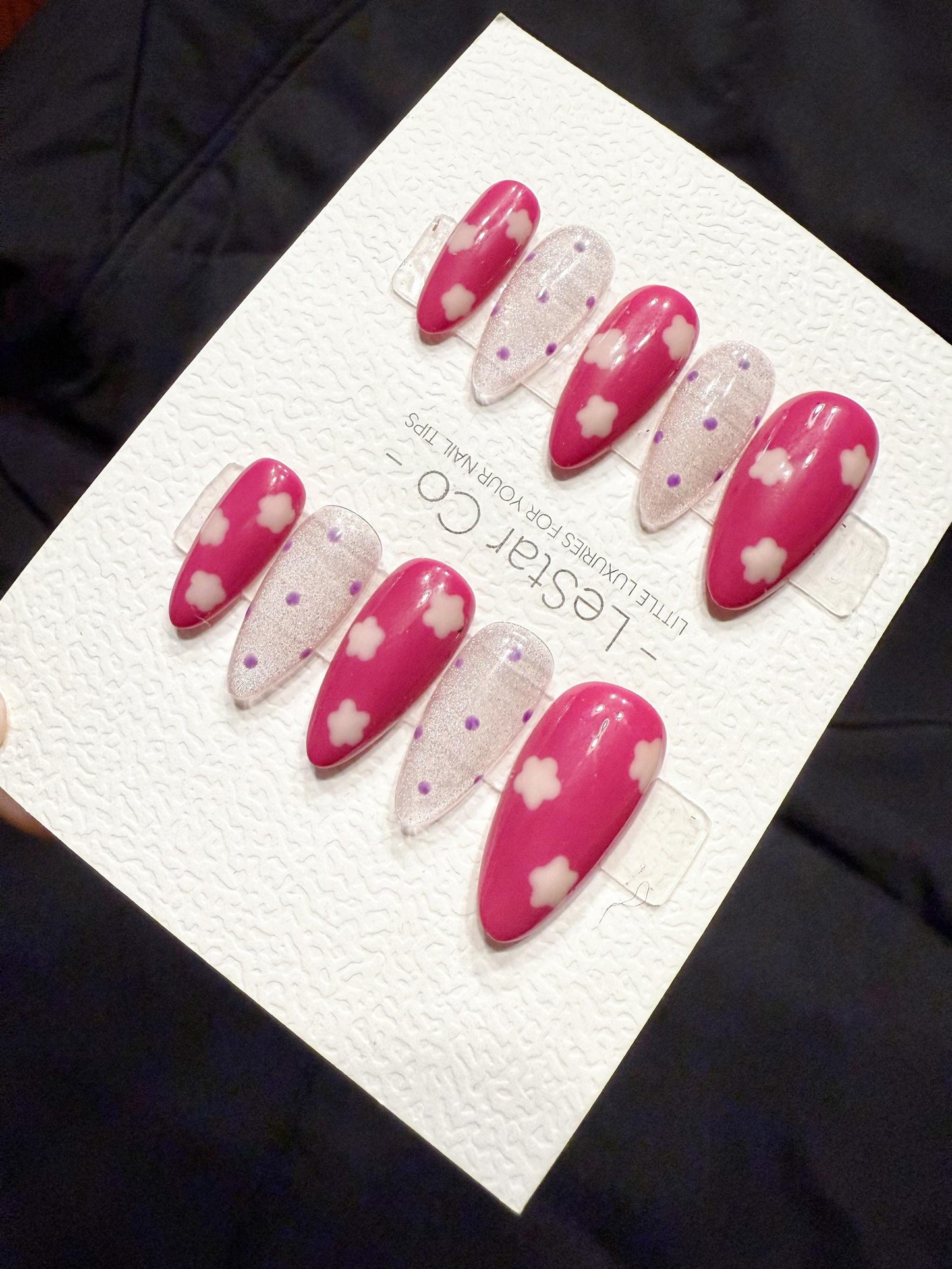 Reusable Pink Candy Bloom | Handmade Press On Gel Acrylic Nails | 4for3 Timed Offer