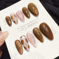 Reusable Cocoa Silk Lines | Handmade Press On Gel Acrylic Nails | 4for3 Timed Offer