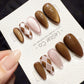 Reusable Cocoa Silk Lines | Handmade Press On Gel Acrylic Nails | 4for3 Timed Offer