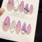 Reusable Lilac Bow Dream | Handmade Press On Gel Acrylic Nails | 4for3 Timed Offer