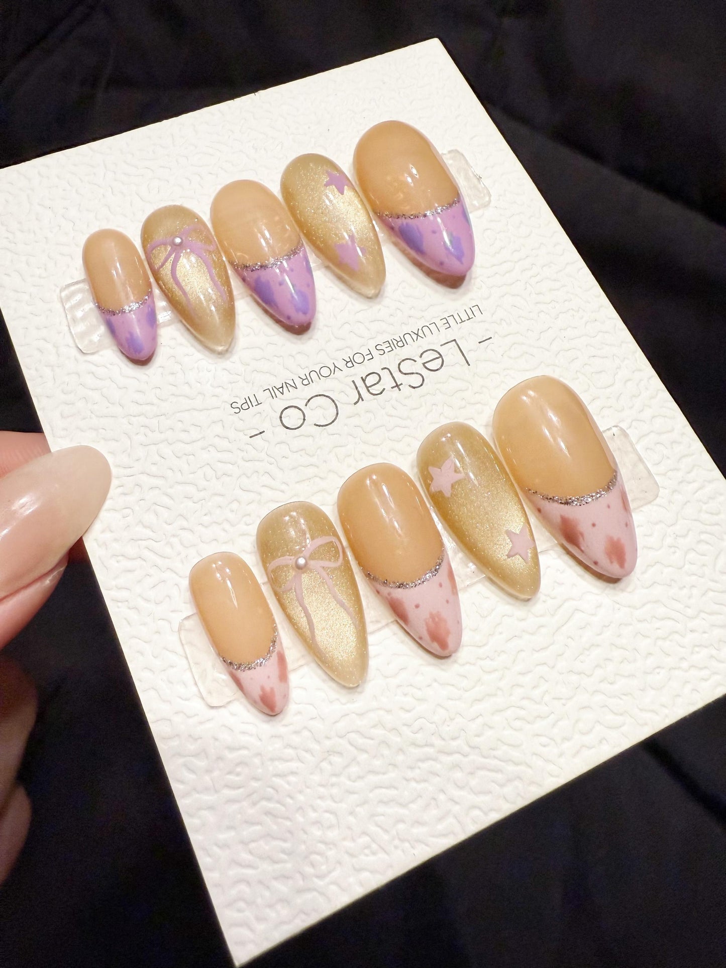 Reusable Sweet Galaxy French | Handmade Press On Gel Acrylic Nails | 4for3 Timed Offer