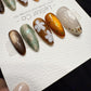 Reusable Mocha Garden Cat Eye | Handmade Press On Gel Nails | 4for3 Timed Offer
