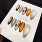 Reusable Mocha Garden Cat Eye | Handmade Press On Gel Nails | 4for3 Timed Offer