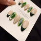 Reusable Emerald Jelly Garden | Handmade Press On Gel Acrylic Nails | 4for3 Timed Offer