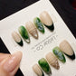 Reusable Emerald Jelly Garden | Handmade Press On Gel Acrylic Nails | 4for3 Timed Offer