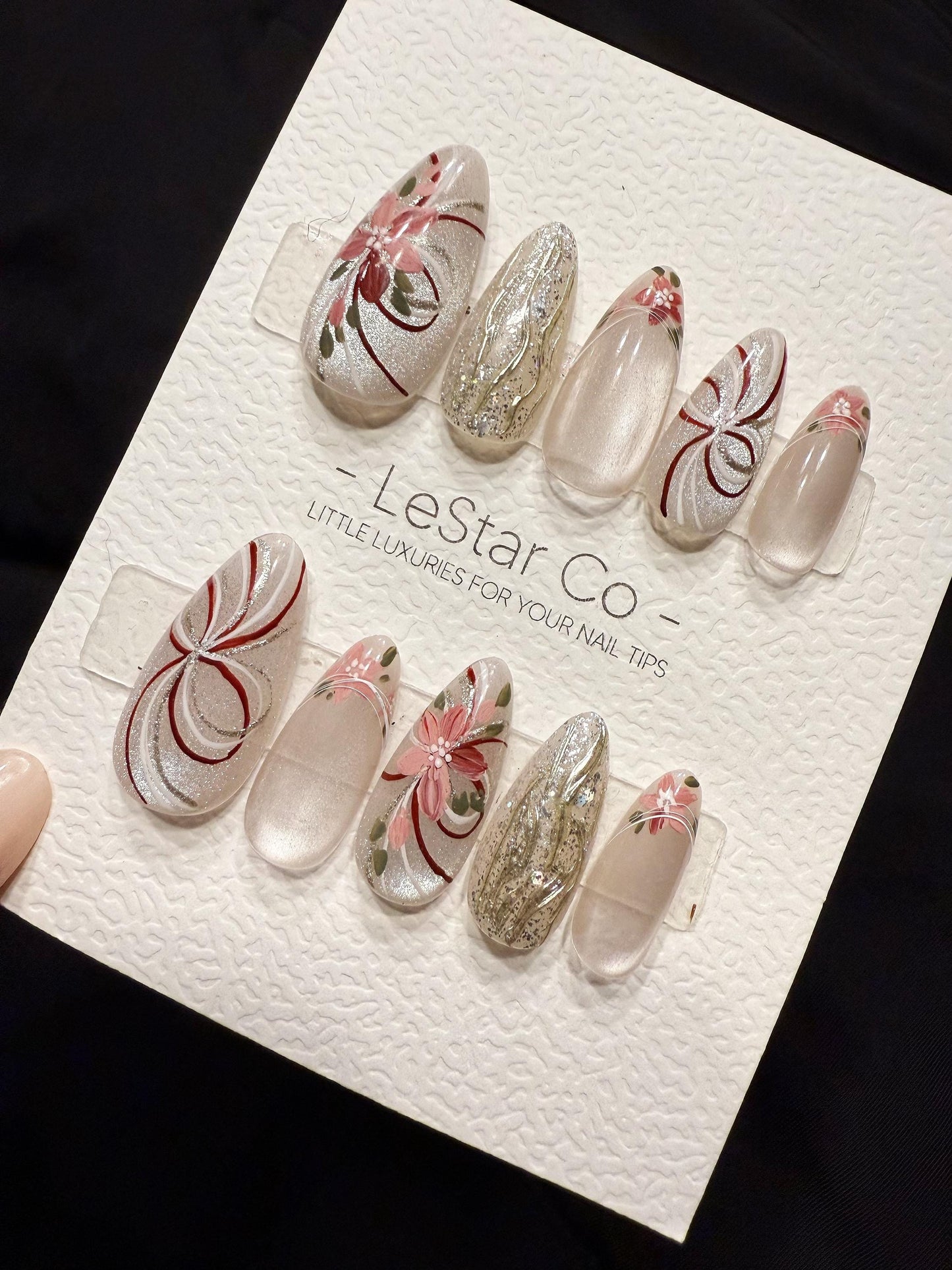 Reusable Petal Ribbon | Handmade Press On Gel Acrylic Nails | 4for3 Timed Offer