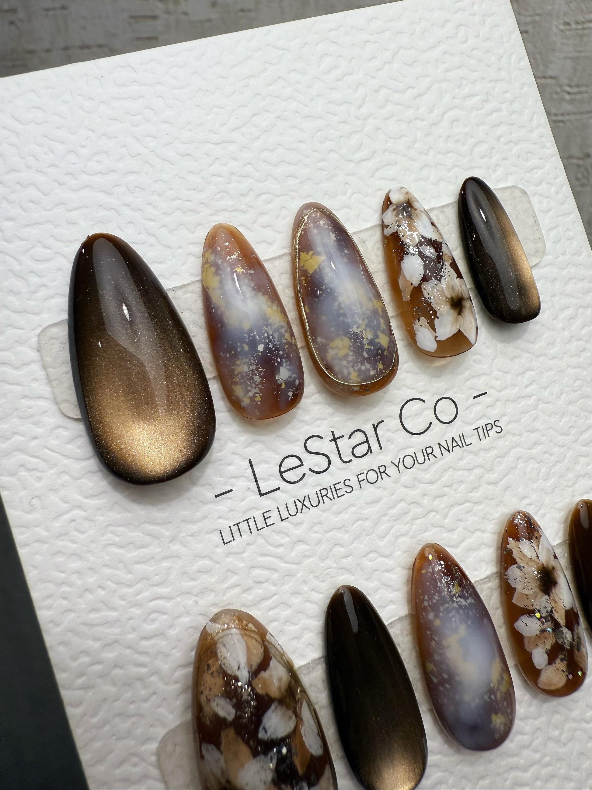Reusable Smoky Marble Glow | Handmade Press On Gel Acrylic Nails | 4for3 Timed Offer