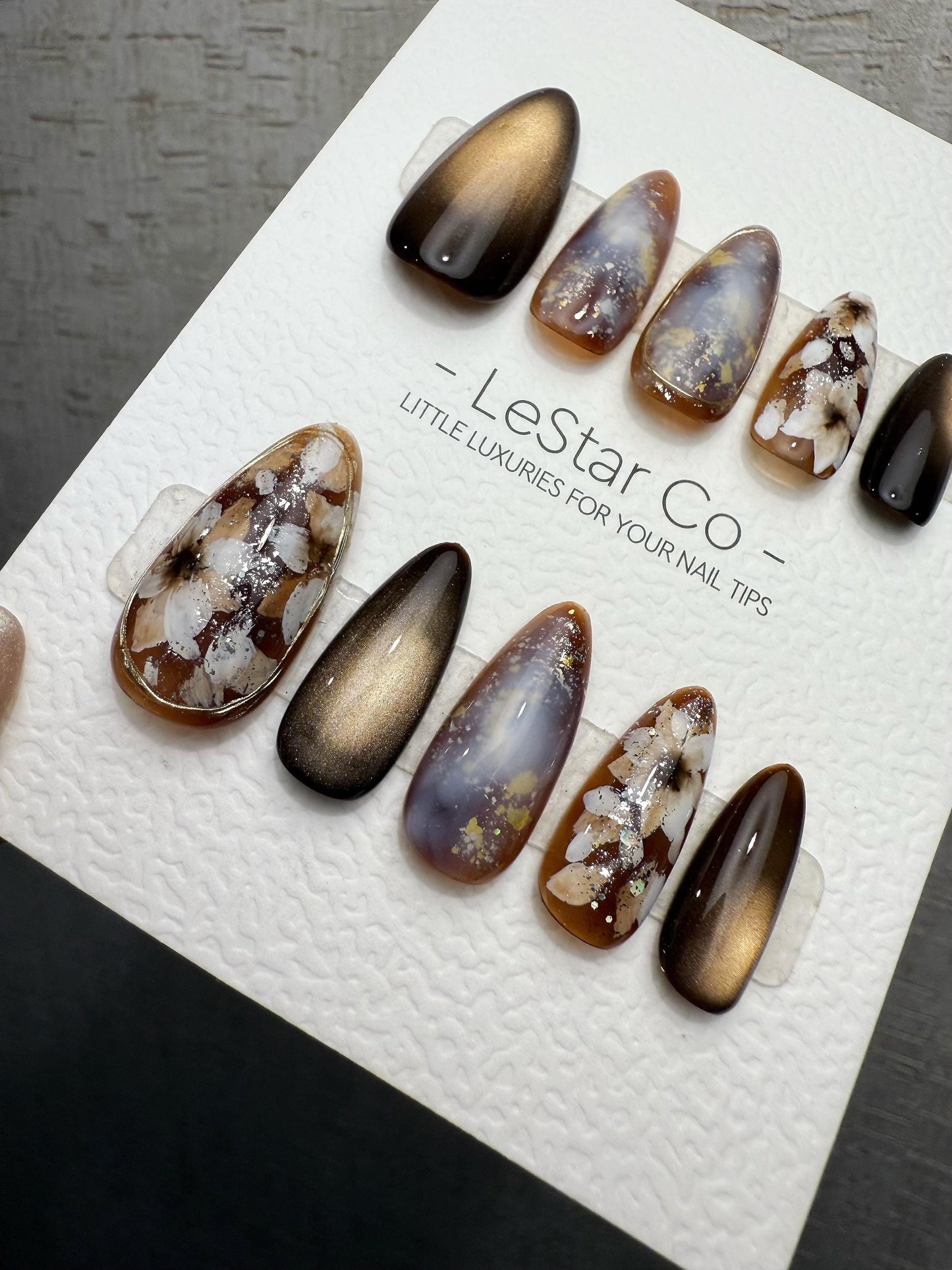 Reusable Smoky Marble Glow | Handmade Press On Gel Acrylic Nails | 4for3 Timed Offer