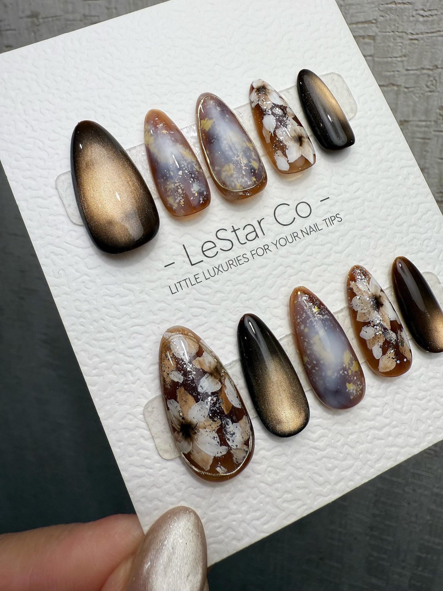 Reusable Smoky Marble Glow | Handmade Press On Gel Acrylic Nails | 4for3 Timed Offer