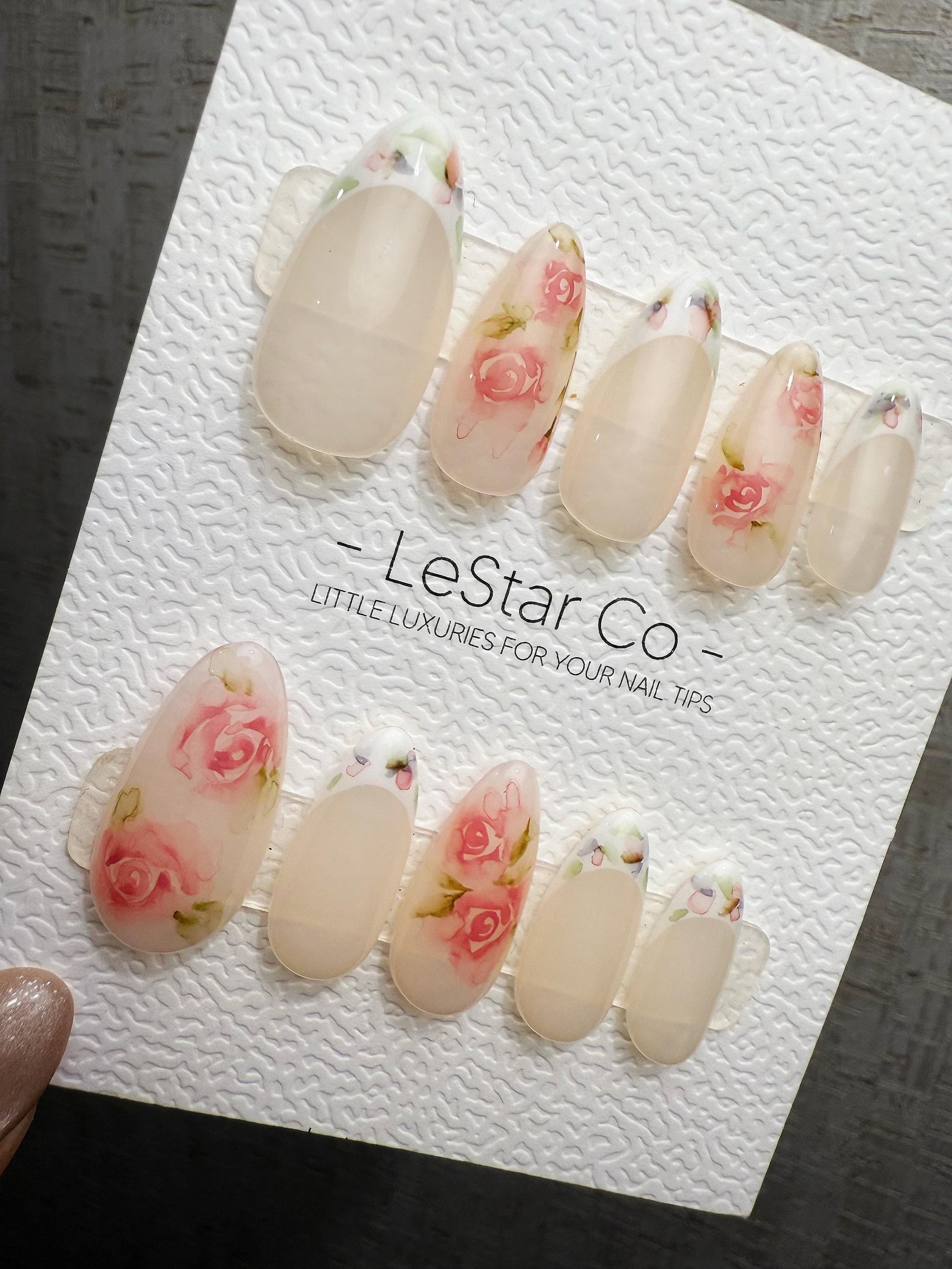 Reusable Soft Rose Whisper | Handmade Press On Gel Acrylic Nails | 4for3 Timed Offer