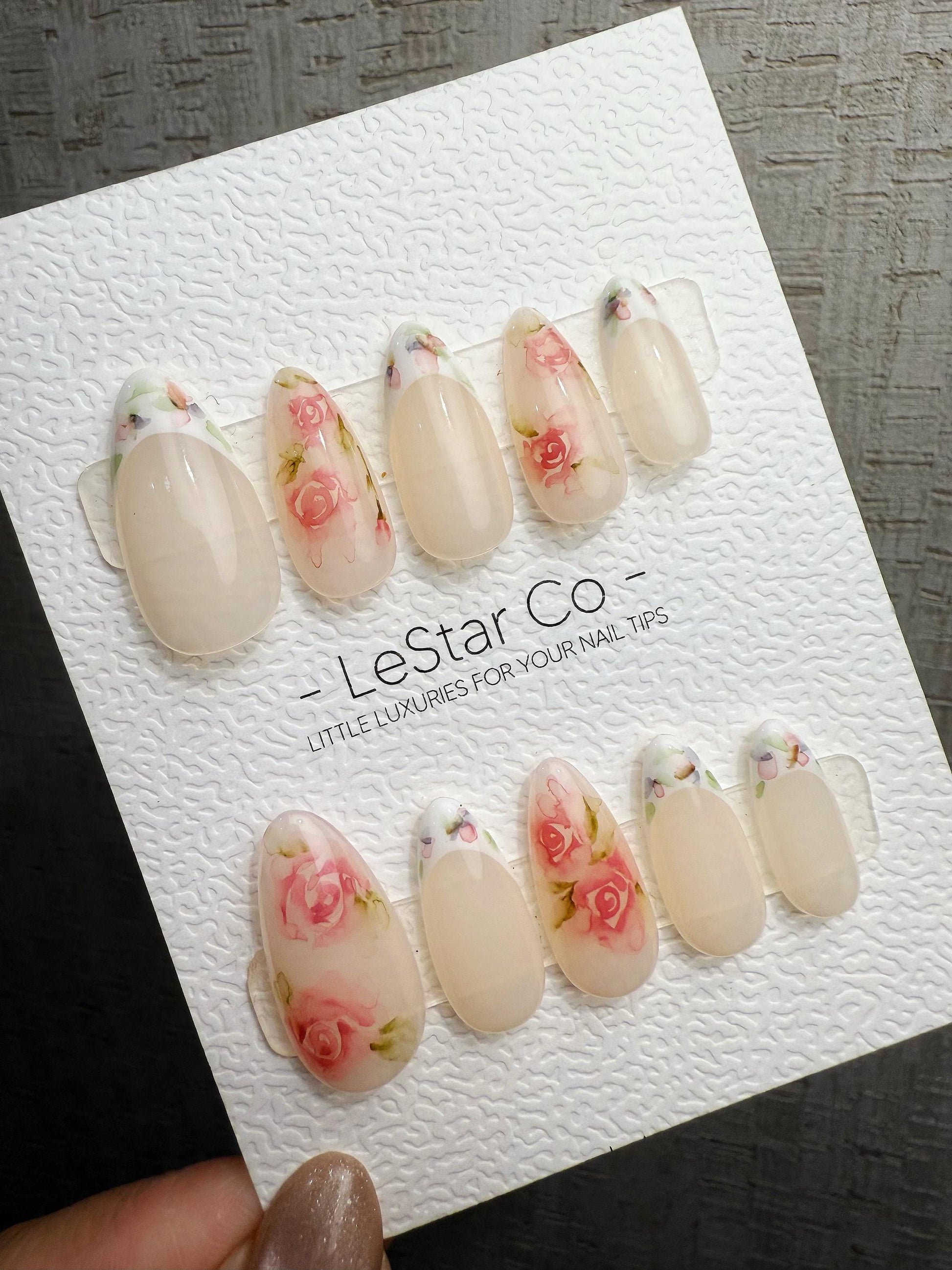 Reusable Soft Rose Whisper | Handmade Press On Gel Acrylic Nails | 4for3 Timed Offer