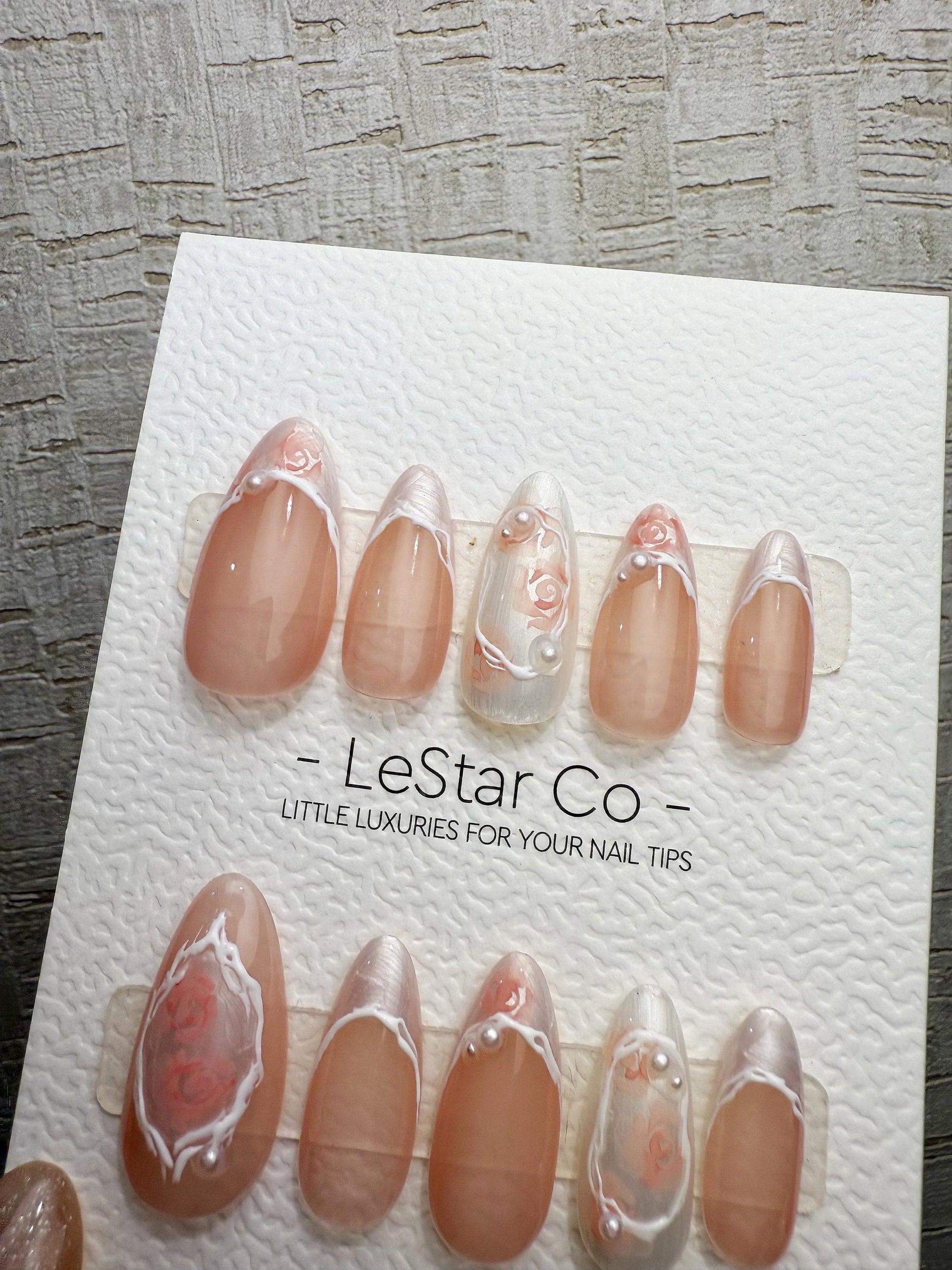 Reusable Soft Bridal Bloom | Handmade Press On Gel Acrylic Nails | 4for3 Timed Offer