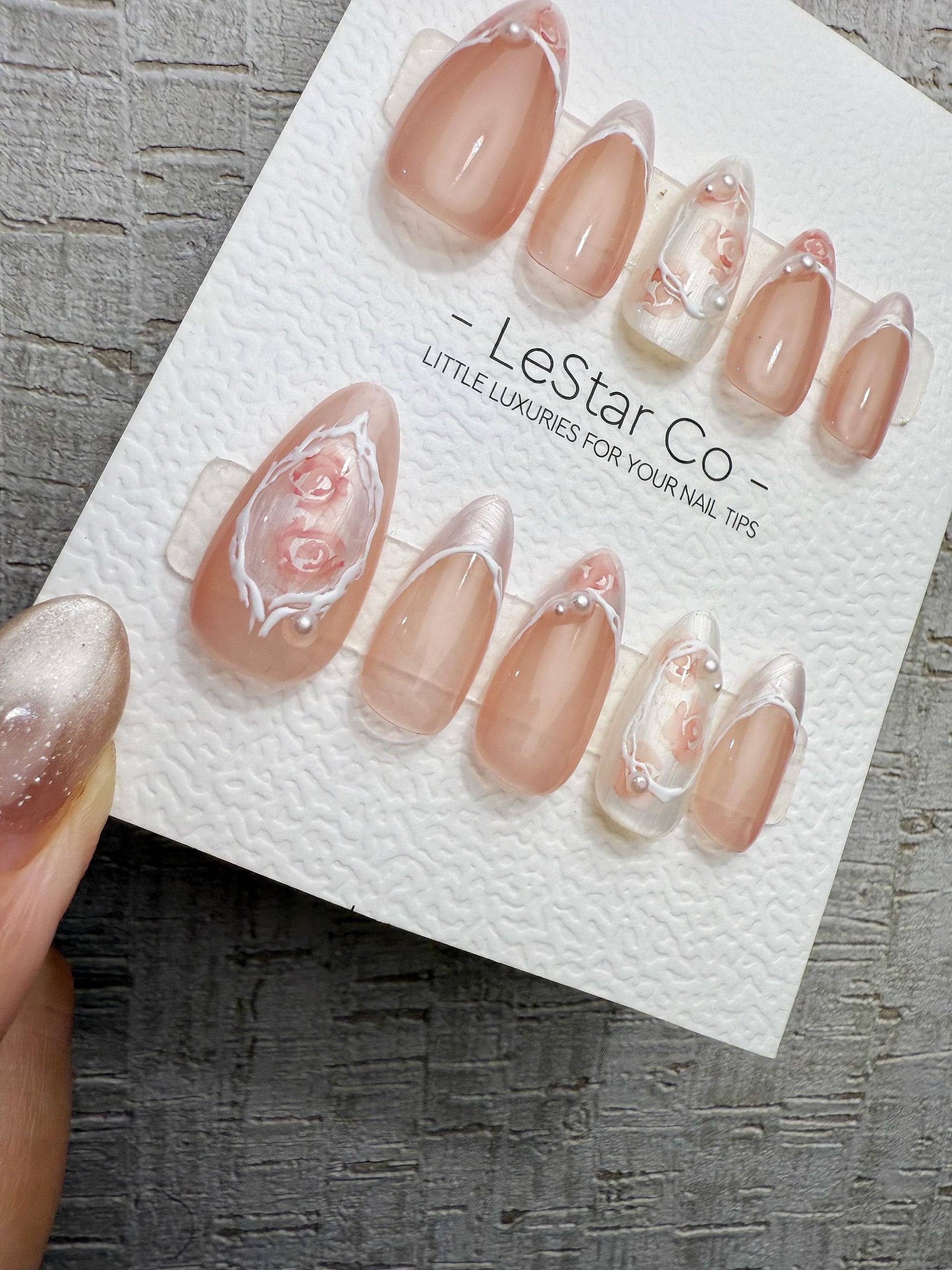 Reusable Soft Bridal Bloom | Handmade Press On Gel Acrylic Nails | 4for3 Timed Offer