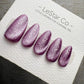 Reusable Plum Galaxy Glow | Handmade Press On Gel Acrylic Nails | 4for3 Timed Offer