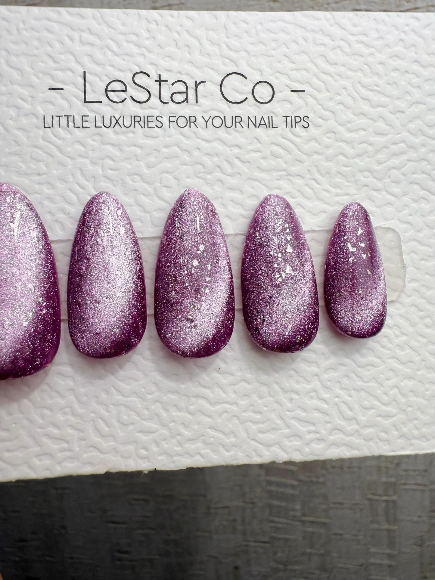 Reusable Plum Galaxy Glow | Handmade Press On Gel Acrylic Nails | 4for3 Timed Offer