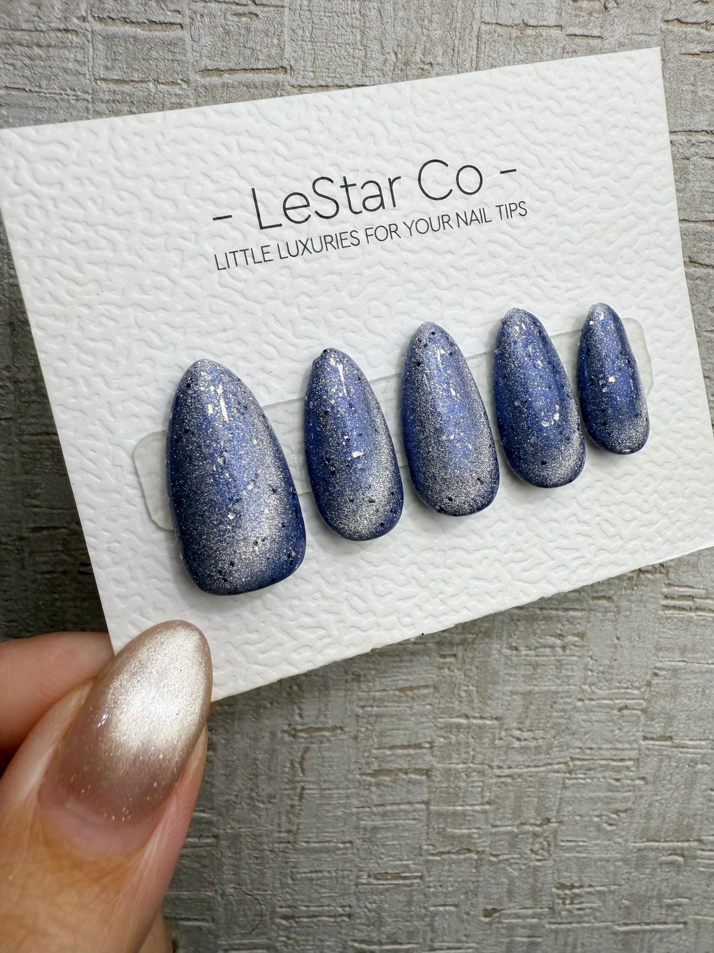 Reusable Ice Nebula Glow Cat Eye | Handmade Press On Gel Acrylic Nails